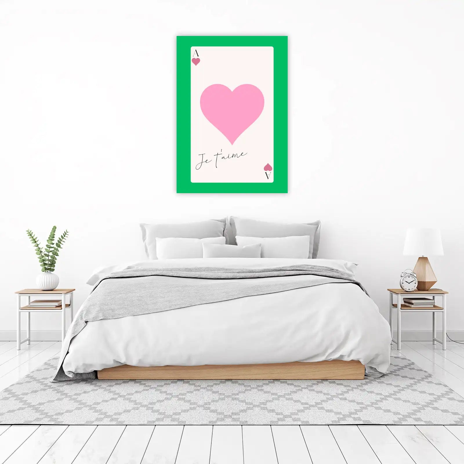 Pink Heart Ace 'Je t'aime' Wall Art