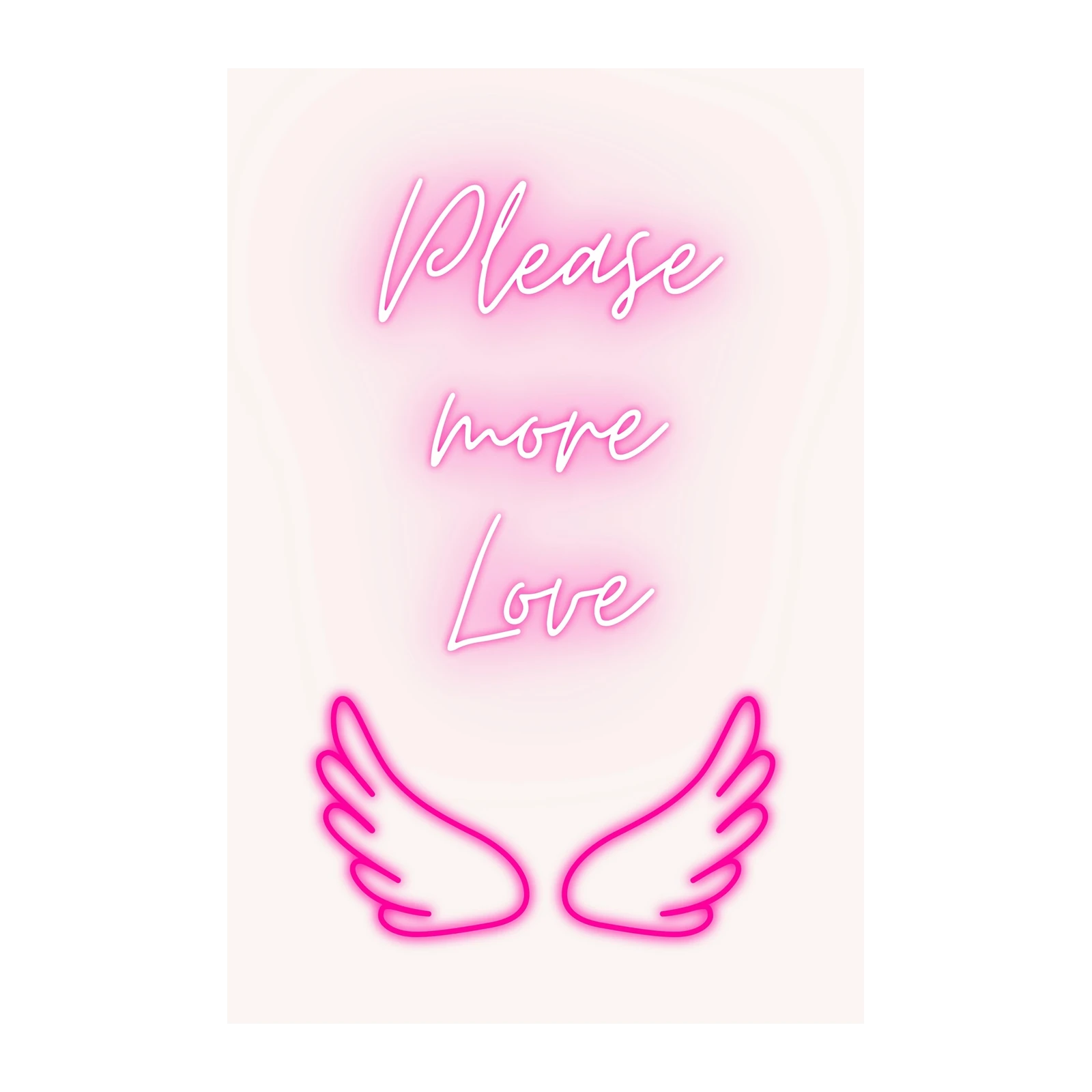 Please More Love Neon Wings Wall Art