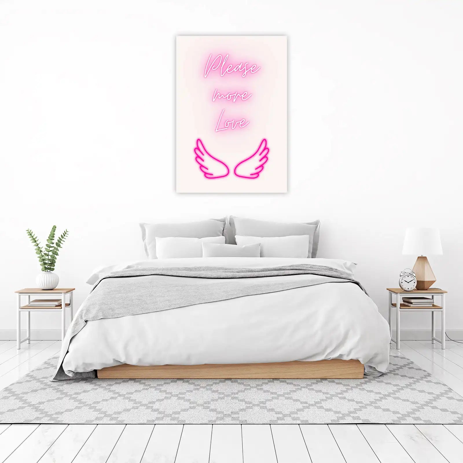 Please More Love Neon Wings Wall Art
