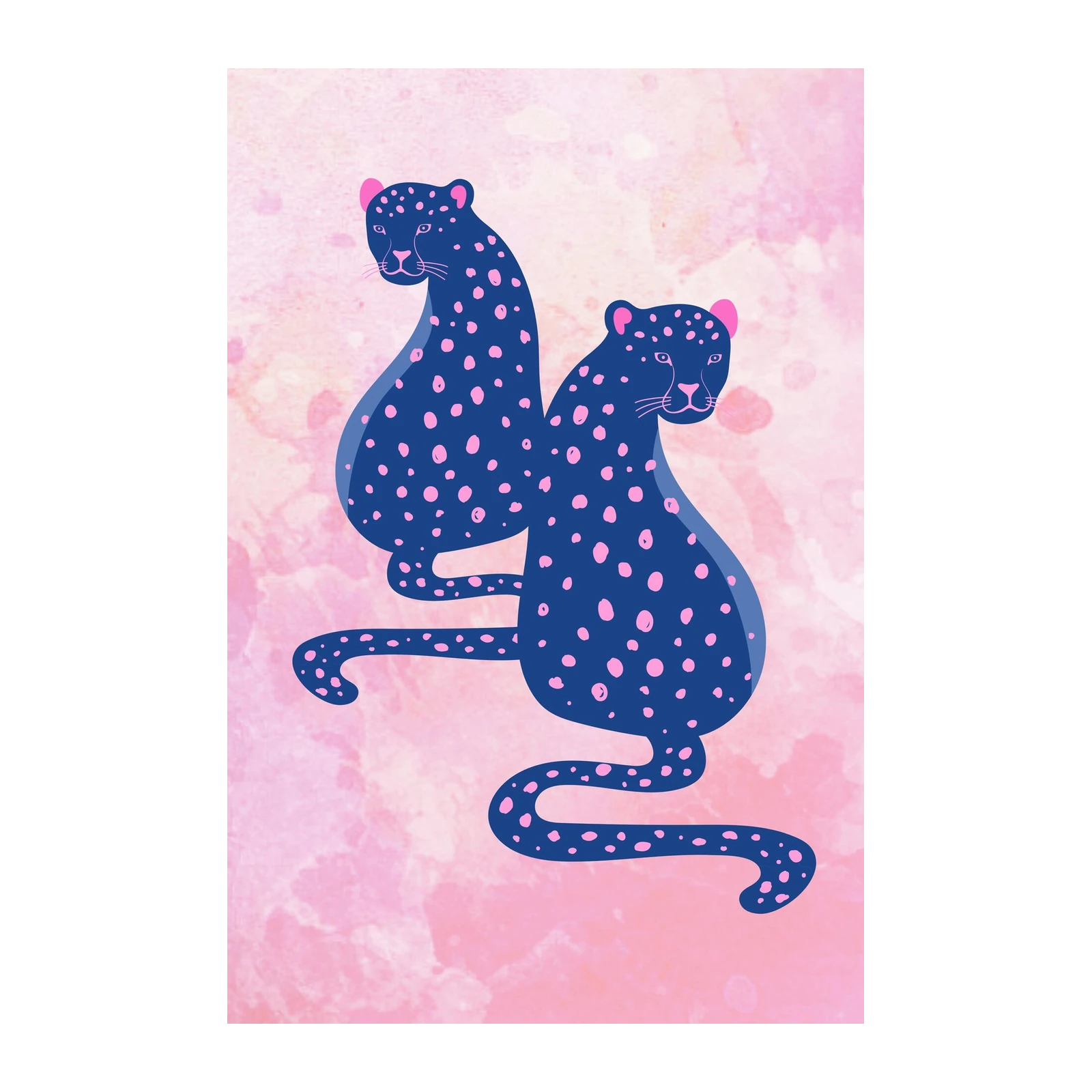 Playful Blue Cheetah Duo Wall Art