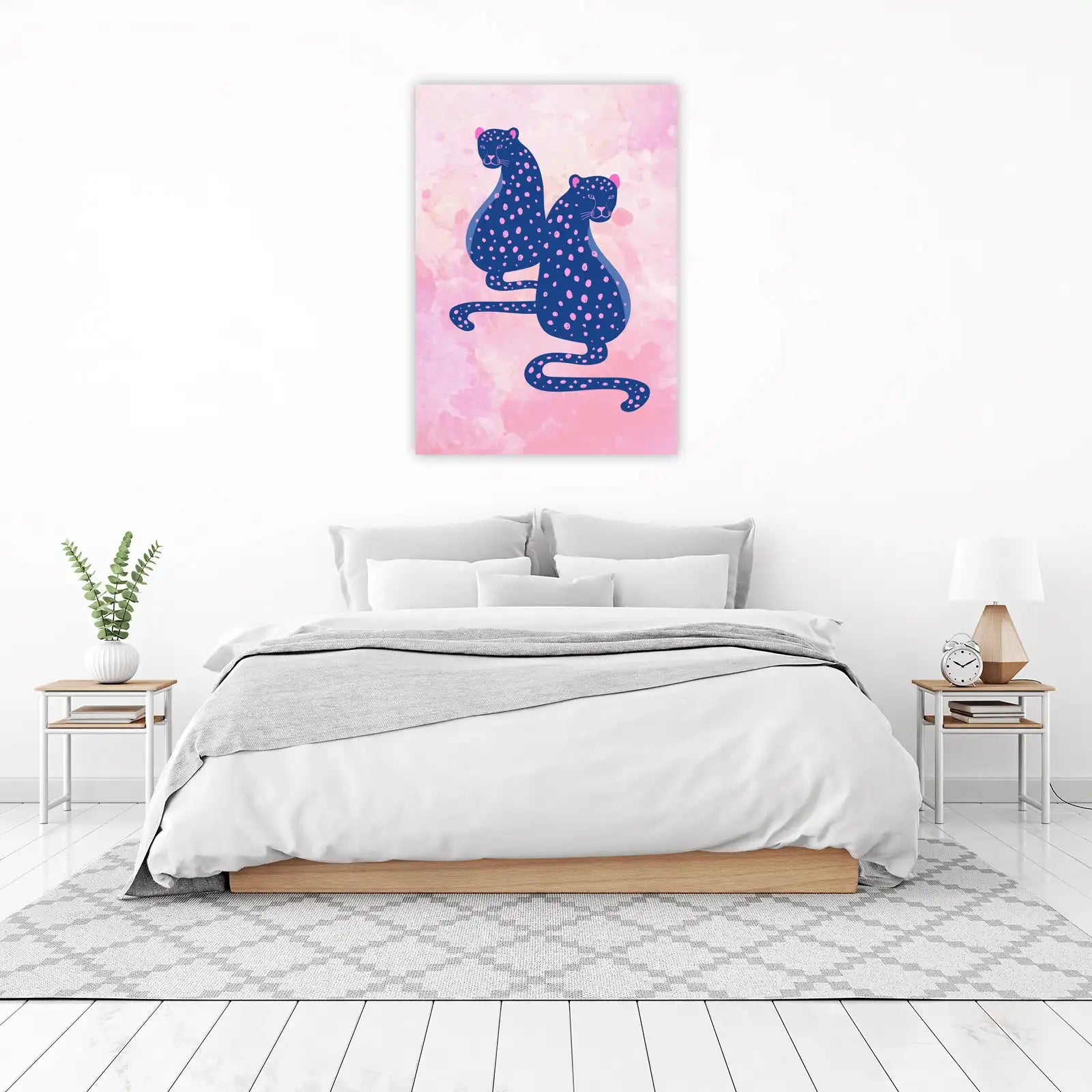 Playful Blue Cheetah Duo Wall Art