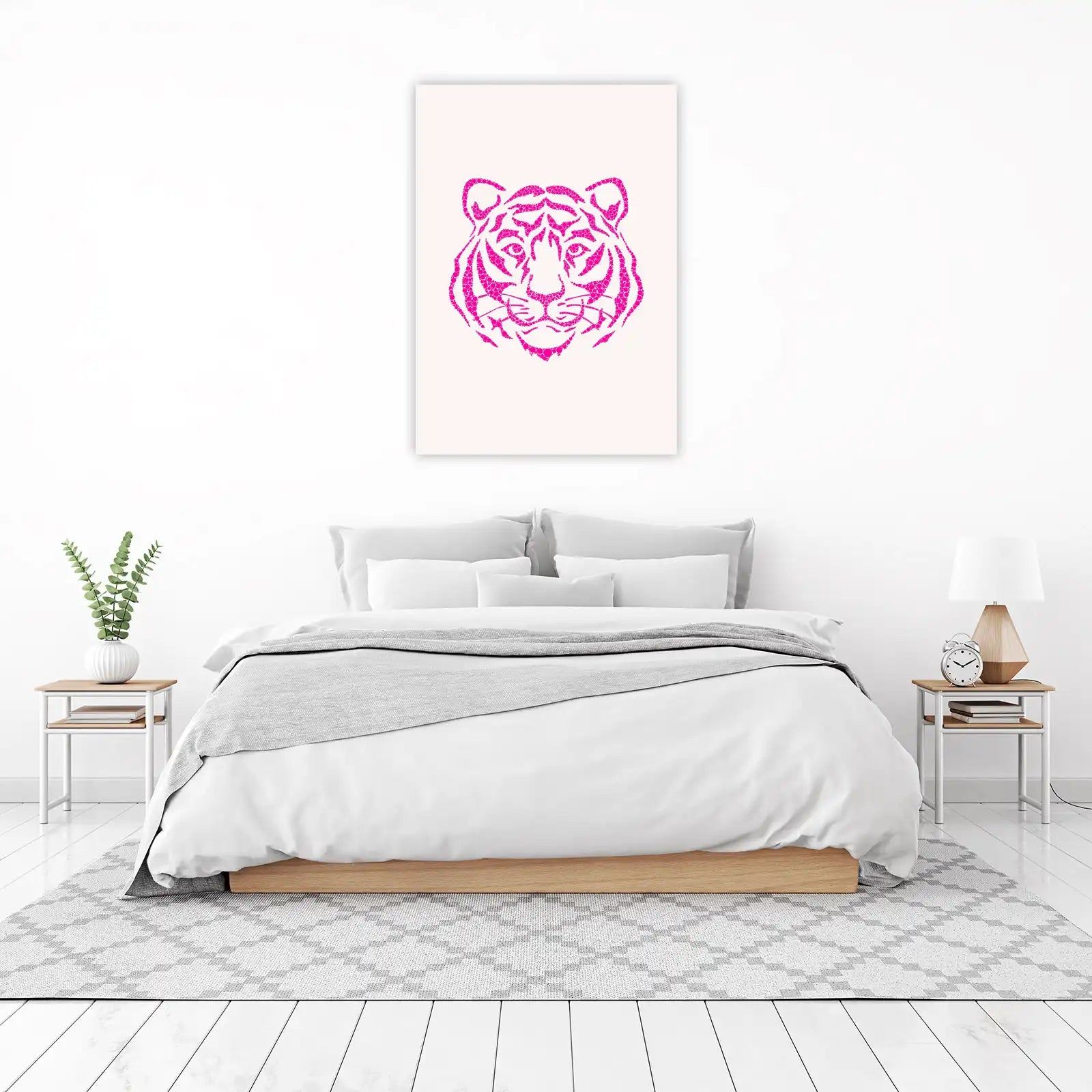 Vibrant Pink Tiger Dot Art Wall Art