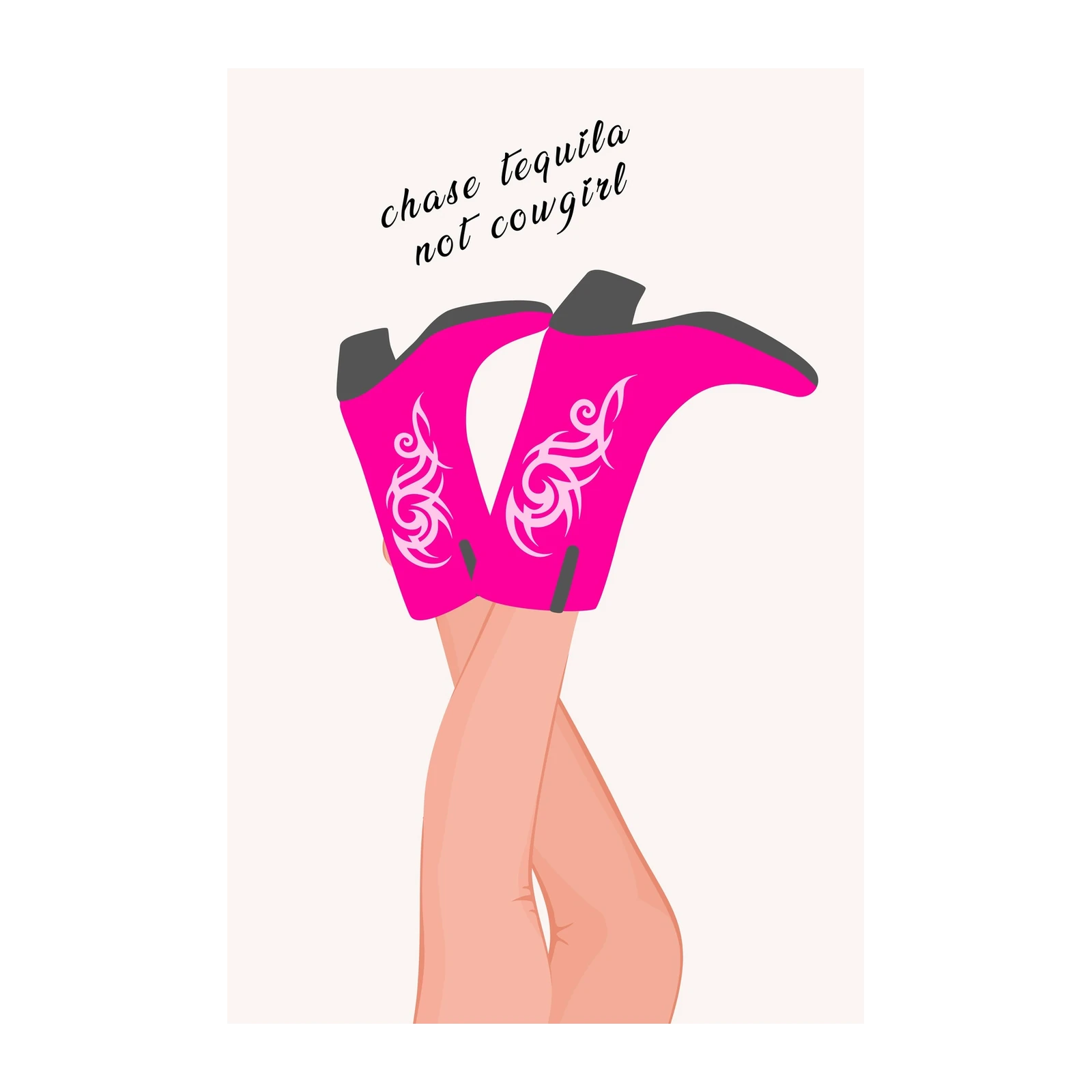 Hot Pink Cowboy Boots Tequila Fun Wall Art