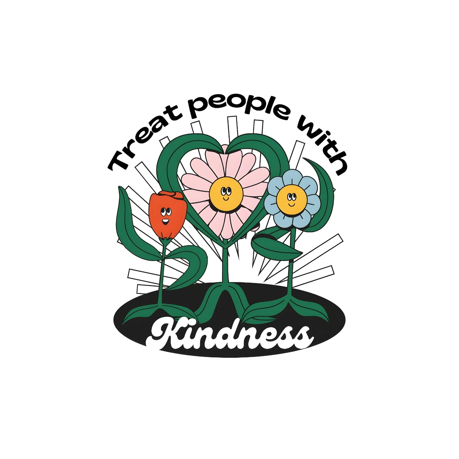 Groovy Flower 'Treat People With Kindness' Wall Art