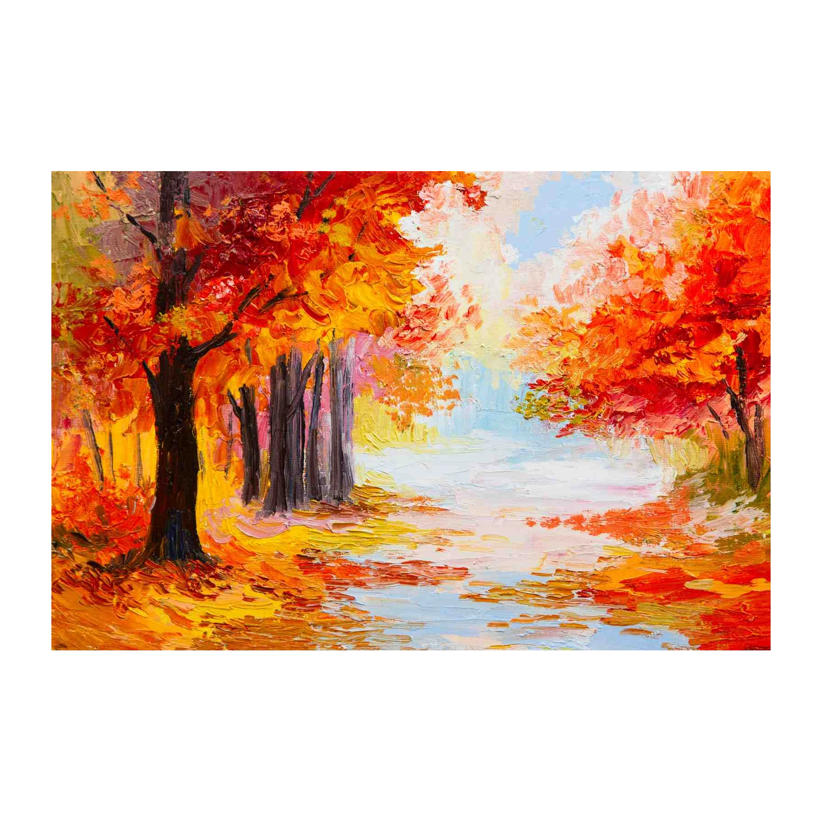 Vibrant Autumn Forest Oil Painting Wall Art