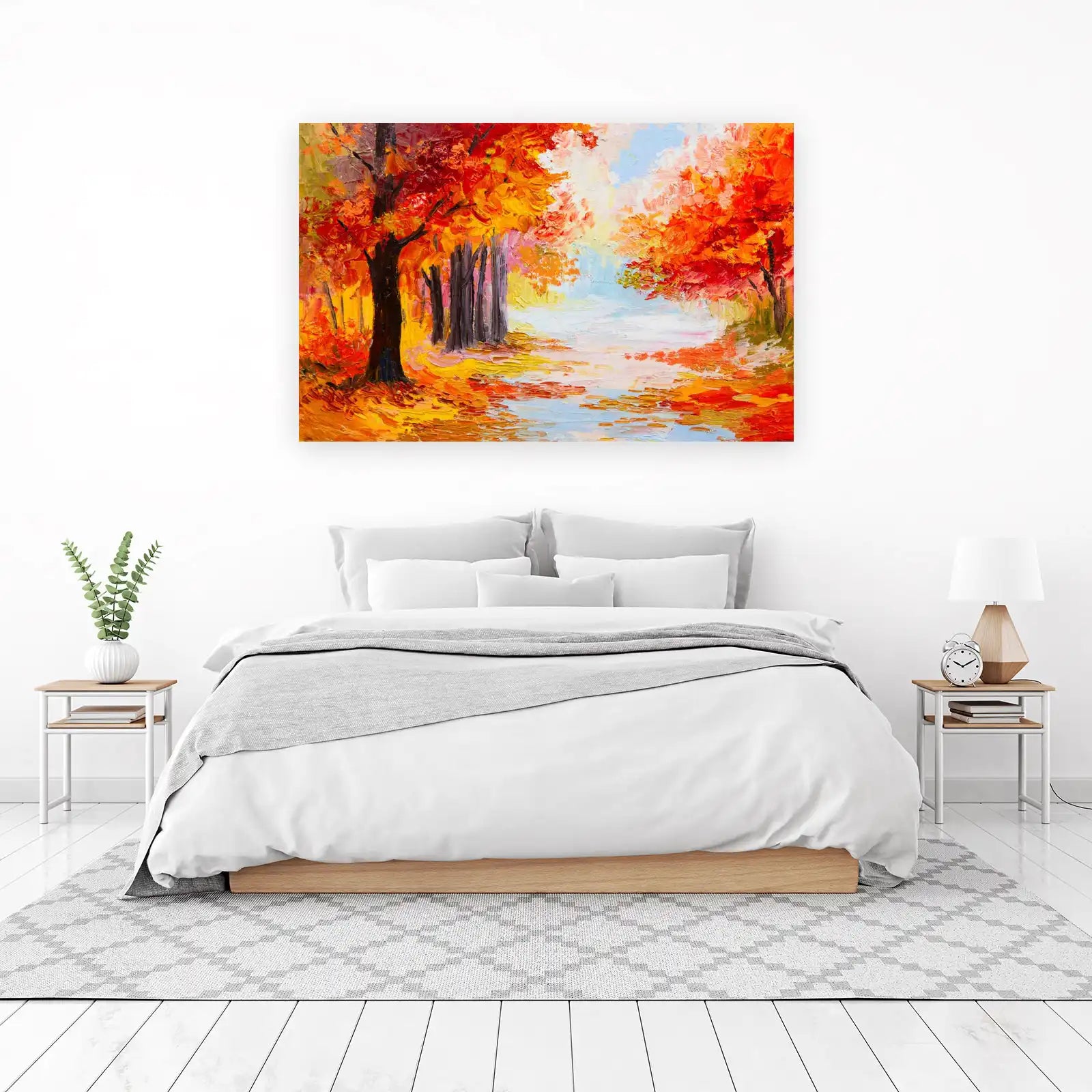 Vibrant Autumn Forest Oil Painting Wall Art