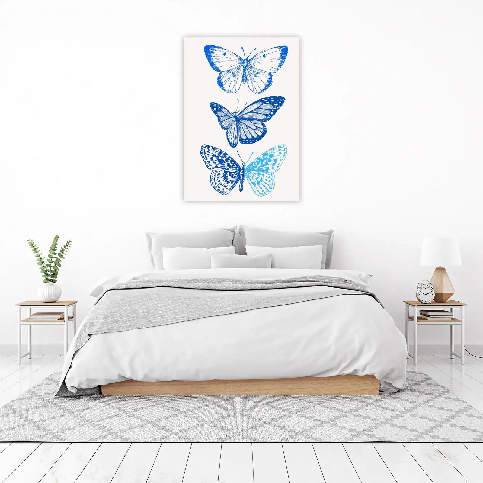 Vintage Blue Butterfly Trio Wall Art