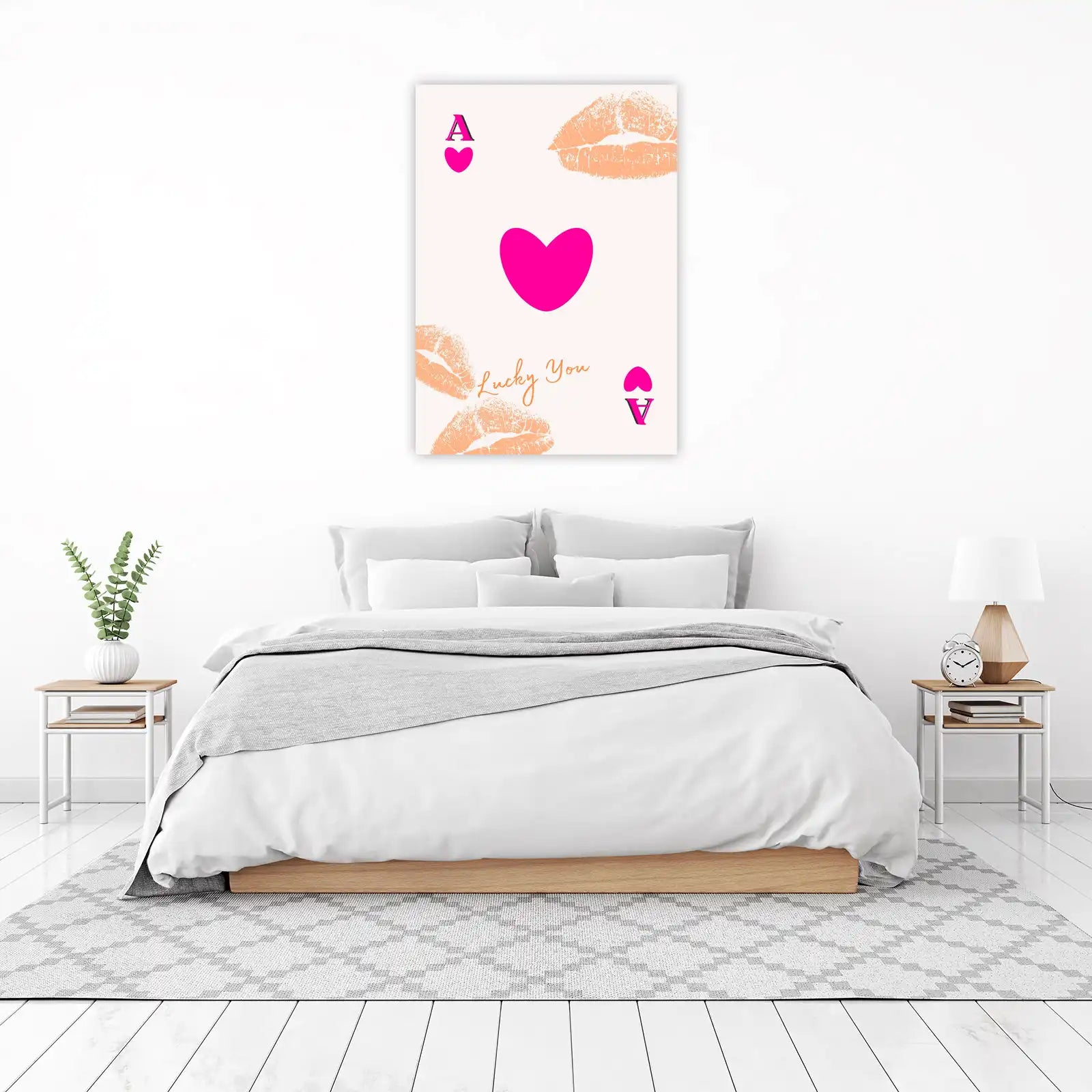 Pink Heart & Kiss Lucky You Wall Art