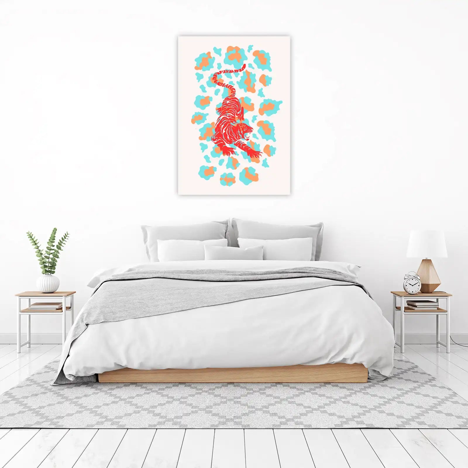 Bold Red Tiger Art Print | Abstract Jungle Wall Art