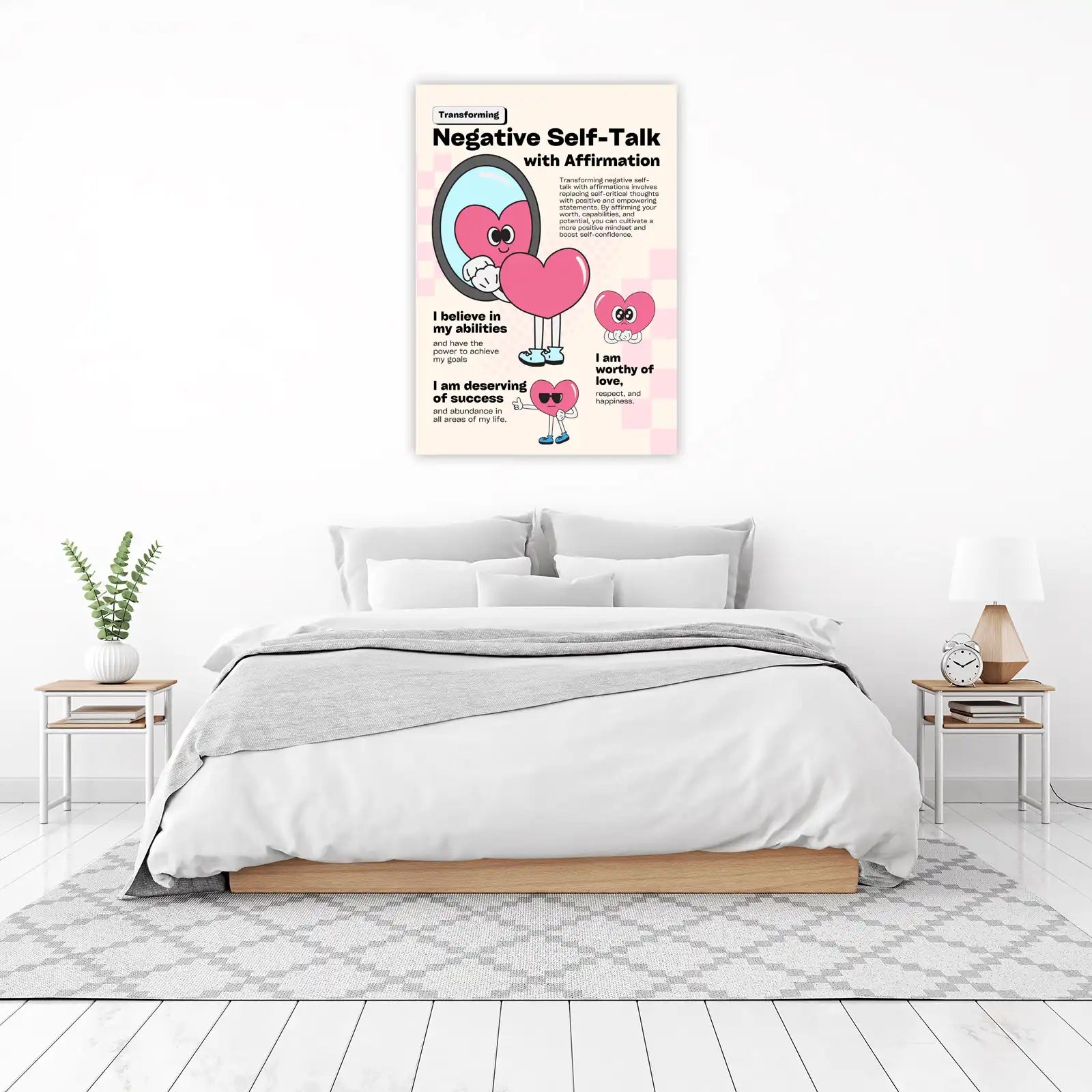 Positive Affirmations Heart Character Wall Art