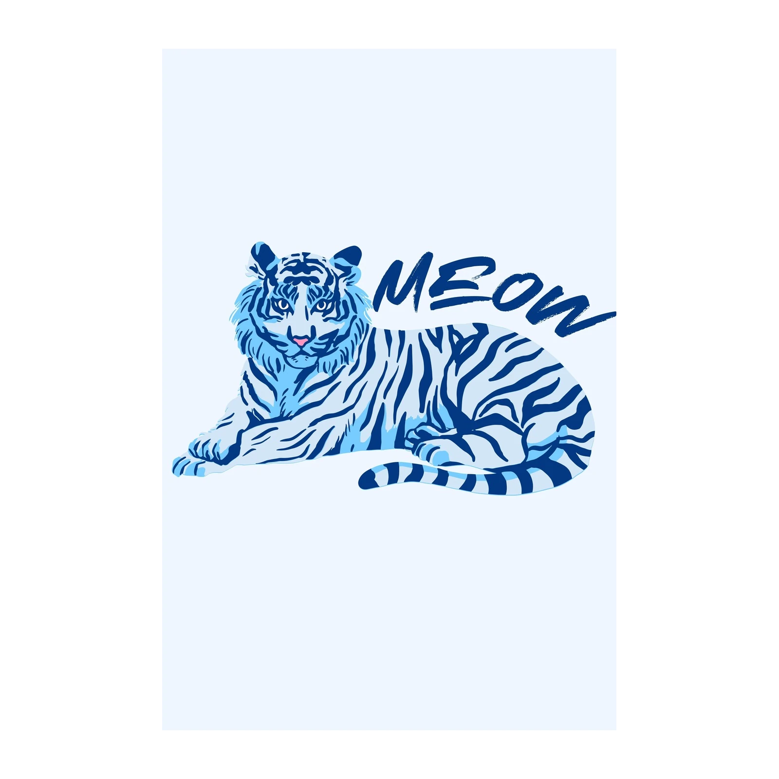 Blue Tiger "Meow" Funky Wall Art