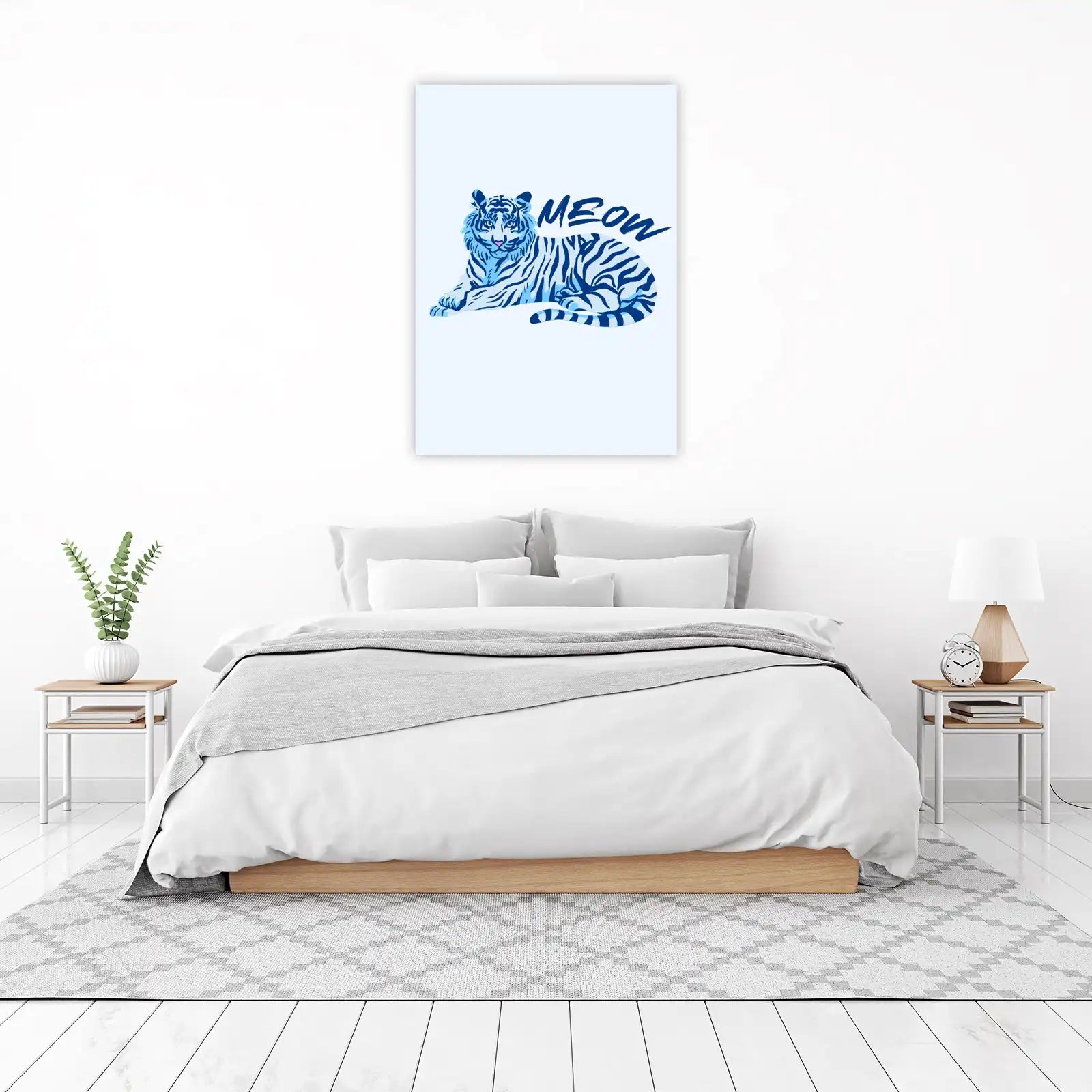 Blue Tiger "Meow" Funky Wall Art