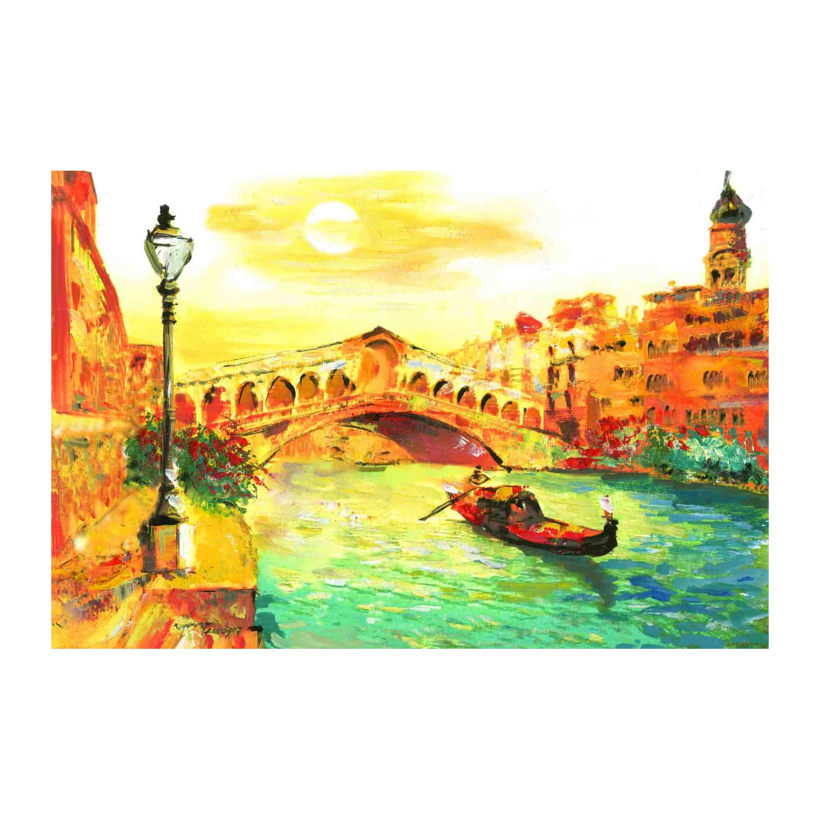 Venetian Canal Gondola & Bridge Wall Art