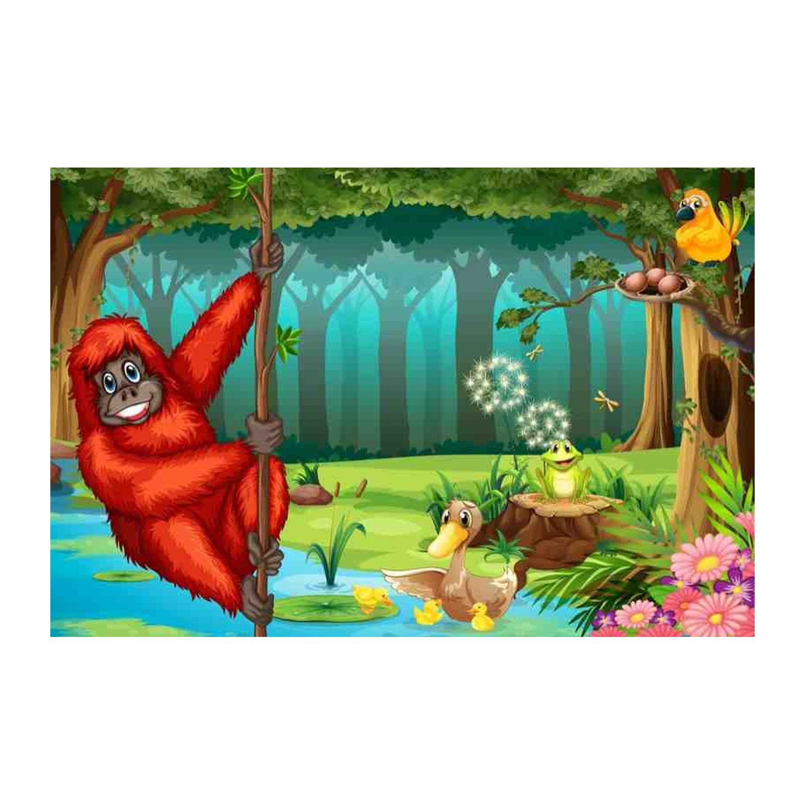 Whimsical Jungle Friends Orangutan Wall Art