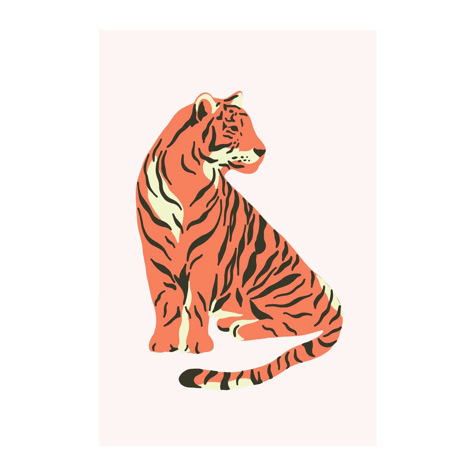 Boho Orange Tiger Sitting Wall Art