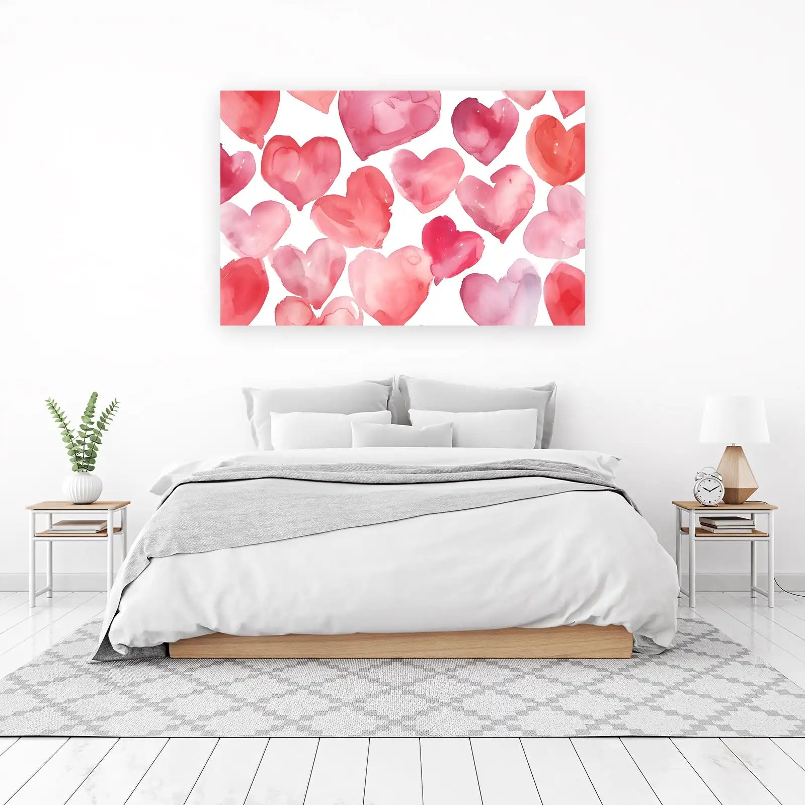Watercolor Hearts Romantic Wall Art