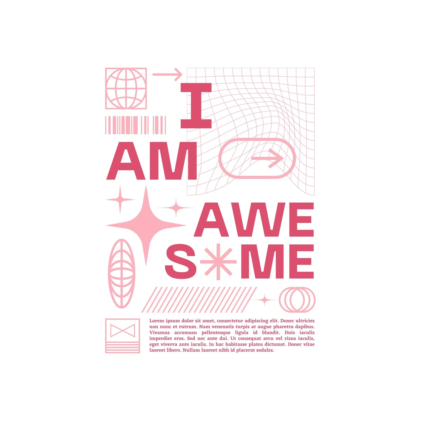 I AM AWESOME Pink Graphic Wall Art