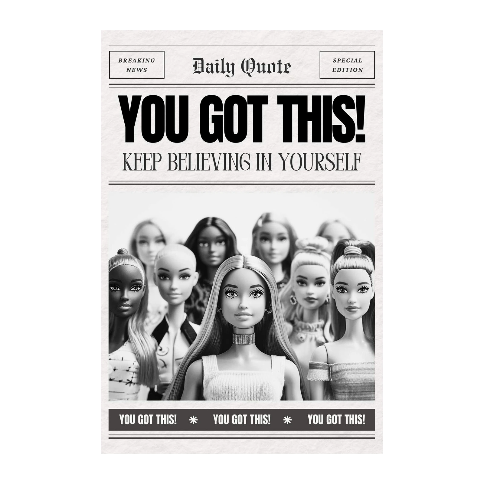 Motivational "You Got This!" Barbie Quote Wall Art