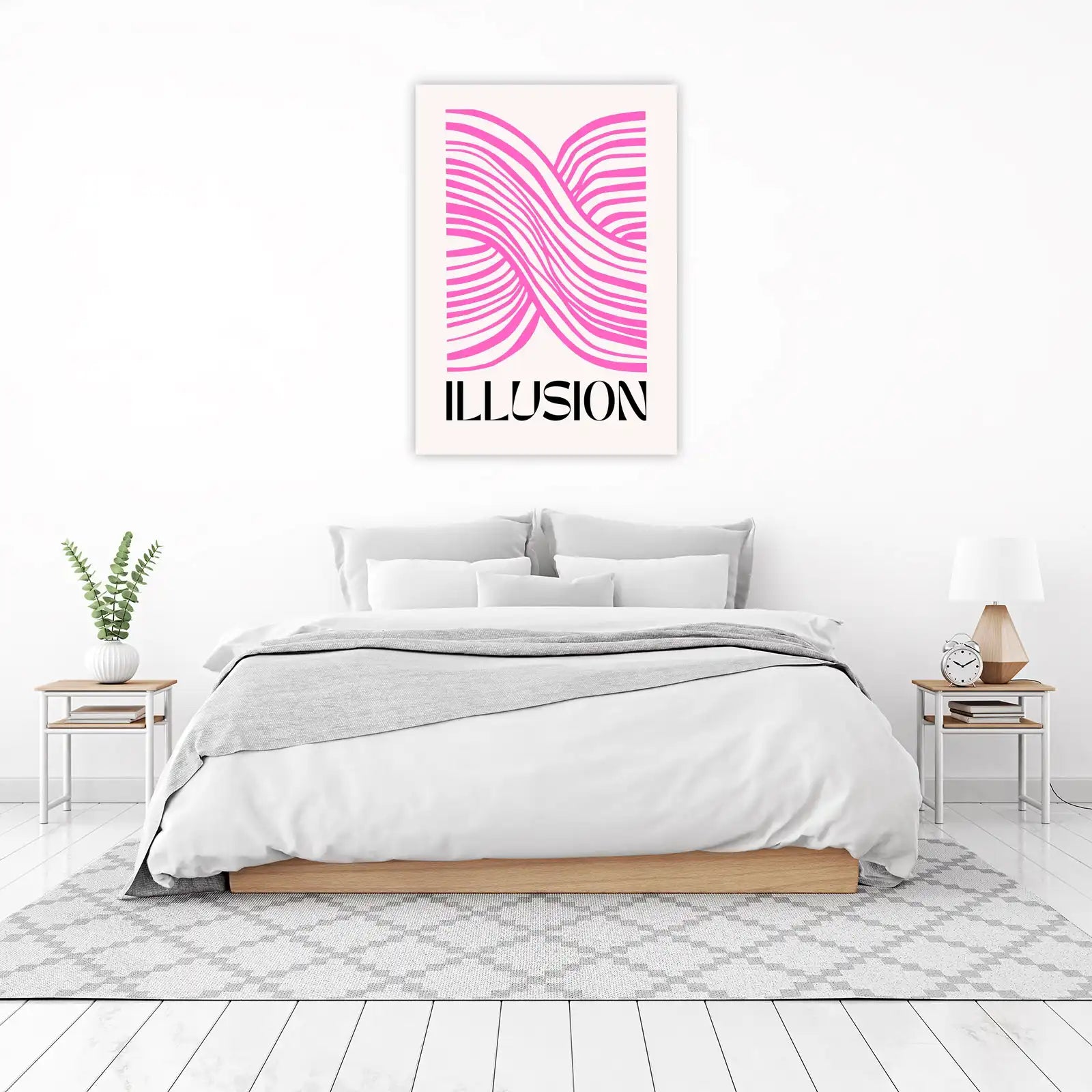 Abstract Pink Waves Illusion Wall Art