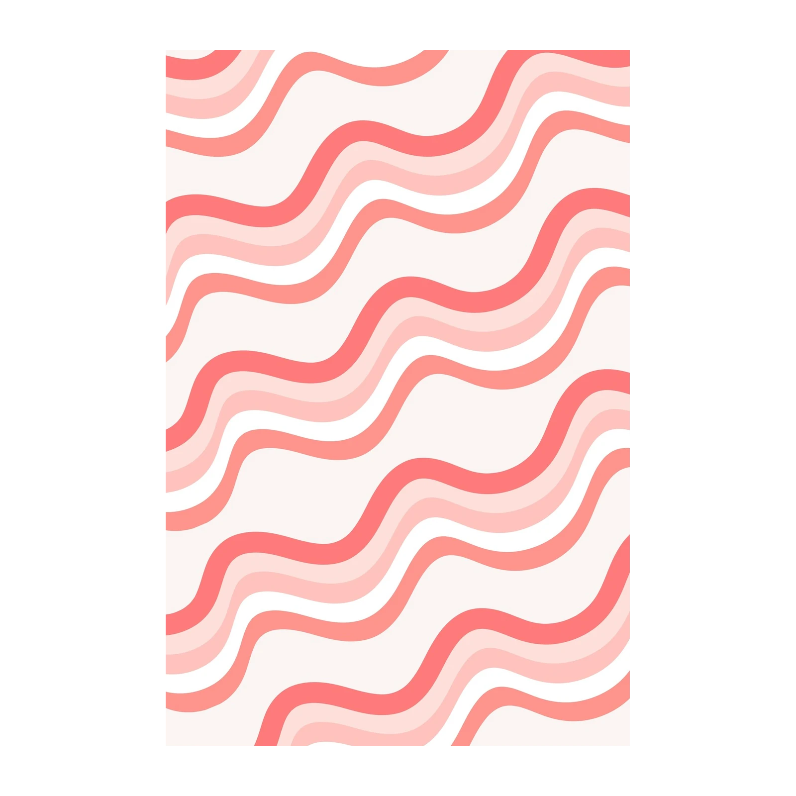 Retro Coral Waves Abstract Wall Art