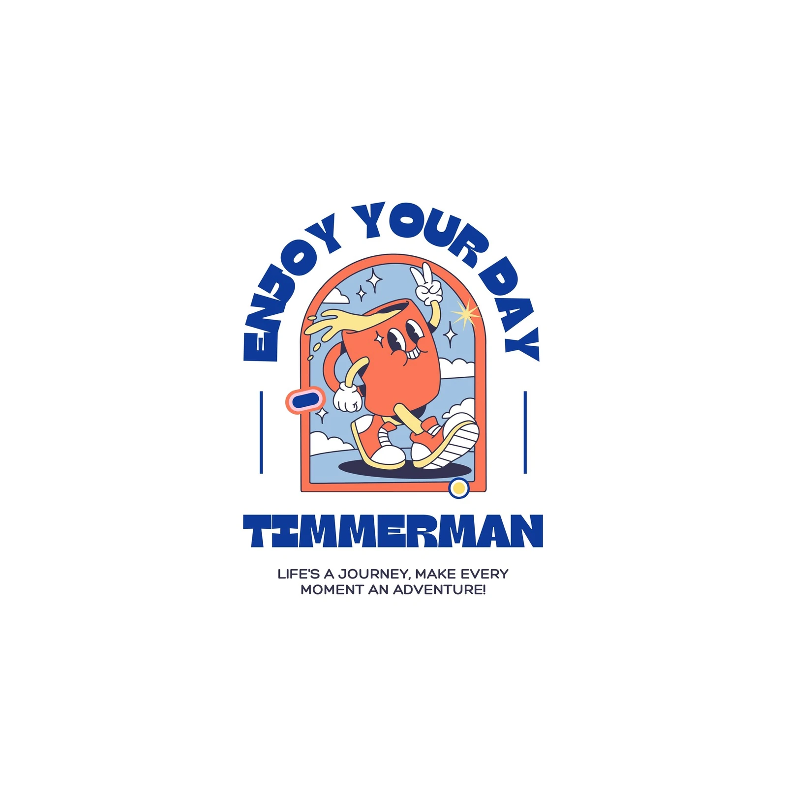 Retro Cartoon Character "Enjoy Your Day" Wall Art