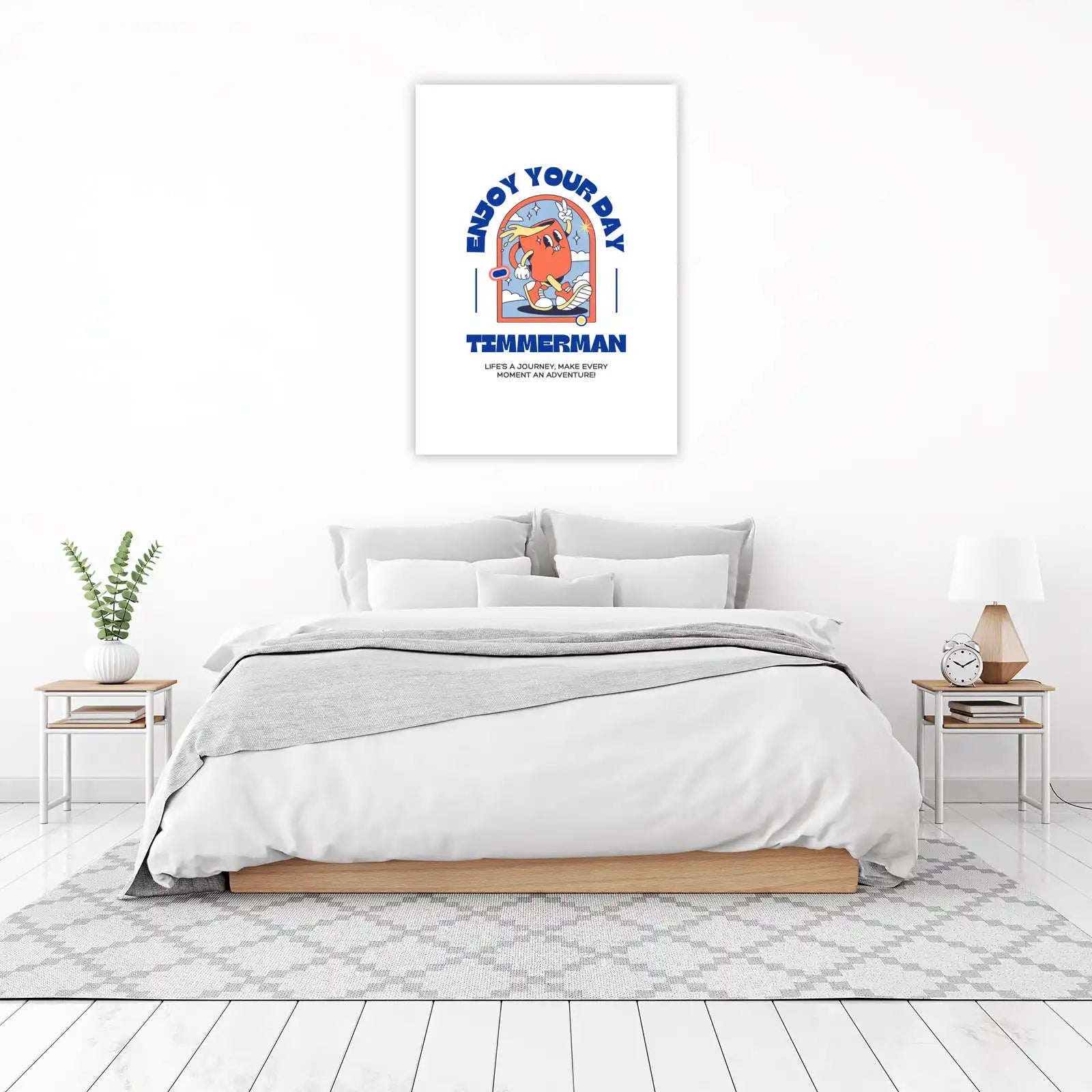 Retro Cartoon Character "Enjoy Your Day" Wall Art