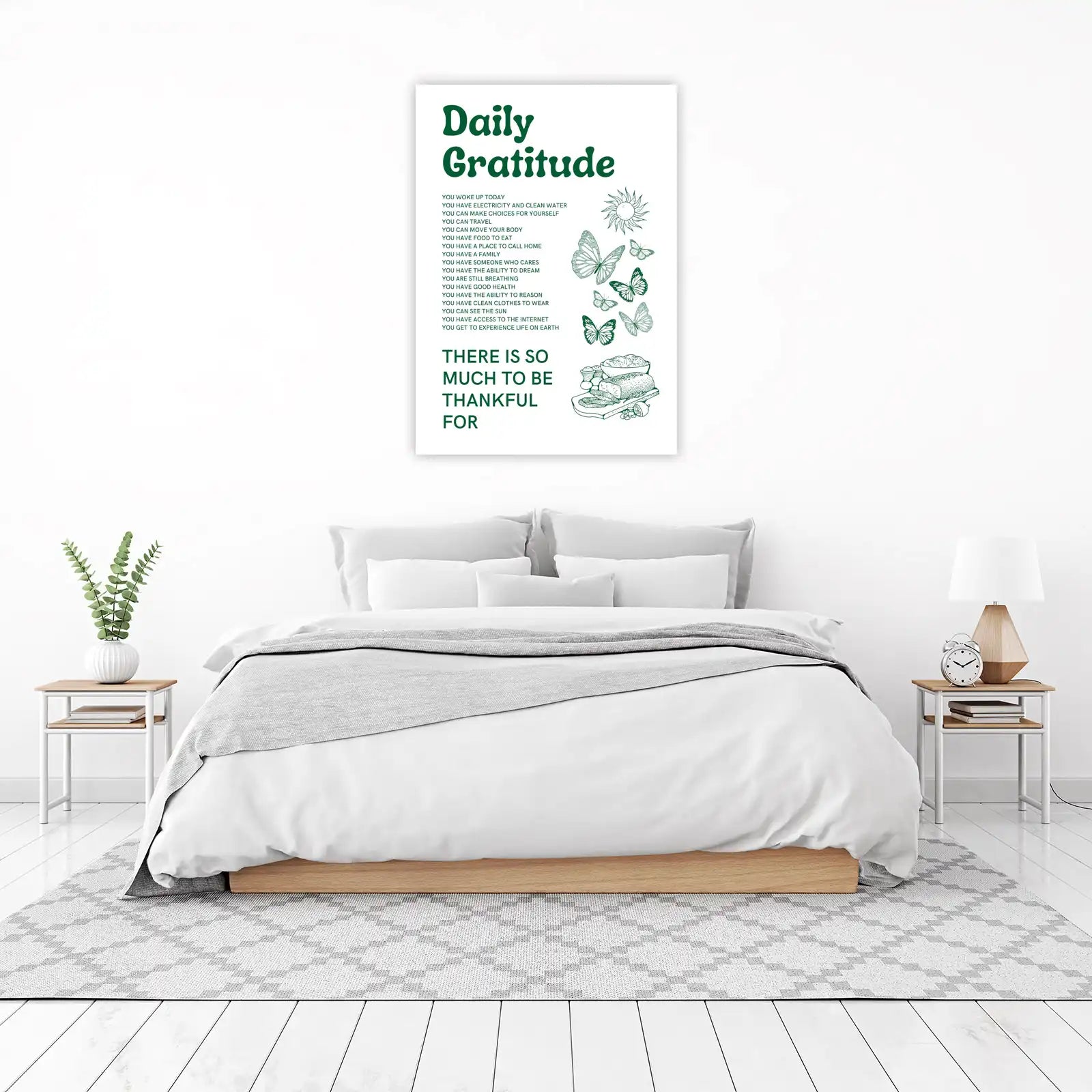 Daily Gratitude Boho Butterfly & Sun Wall Art