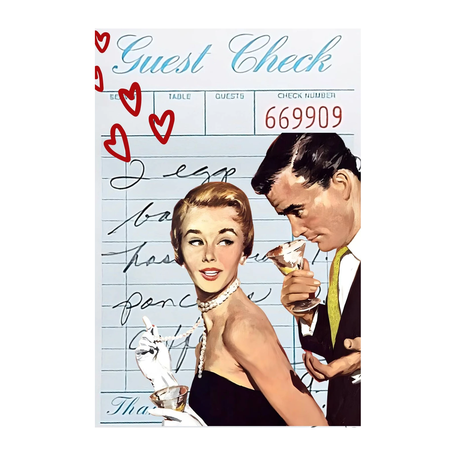 Vintage Couple Martini Love Wall Art