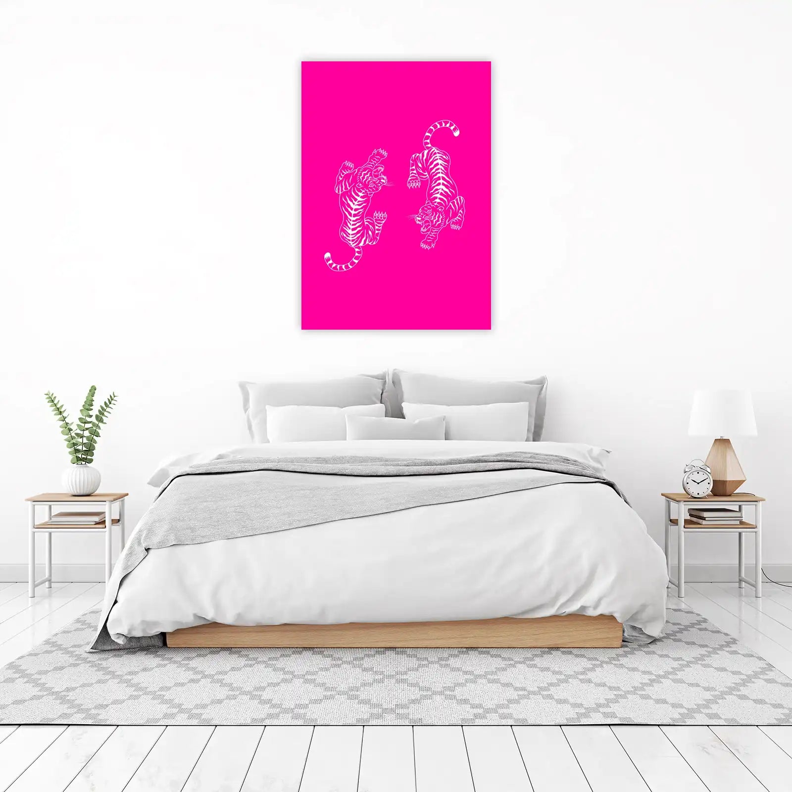 Bold Neon Tiger Duo Wall Art