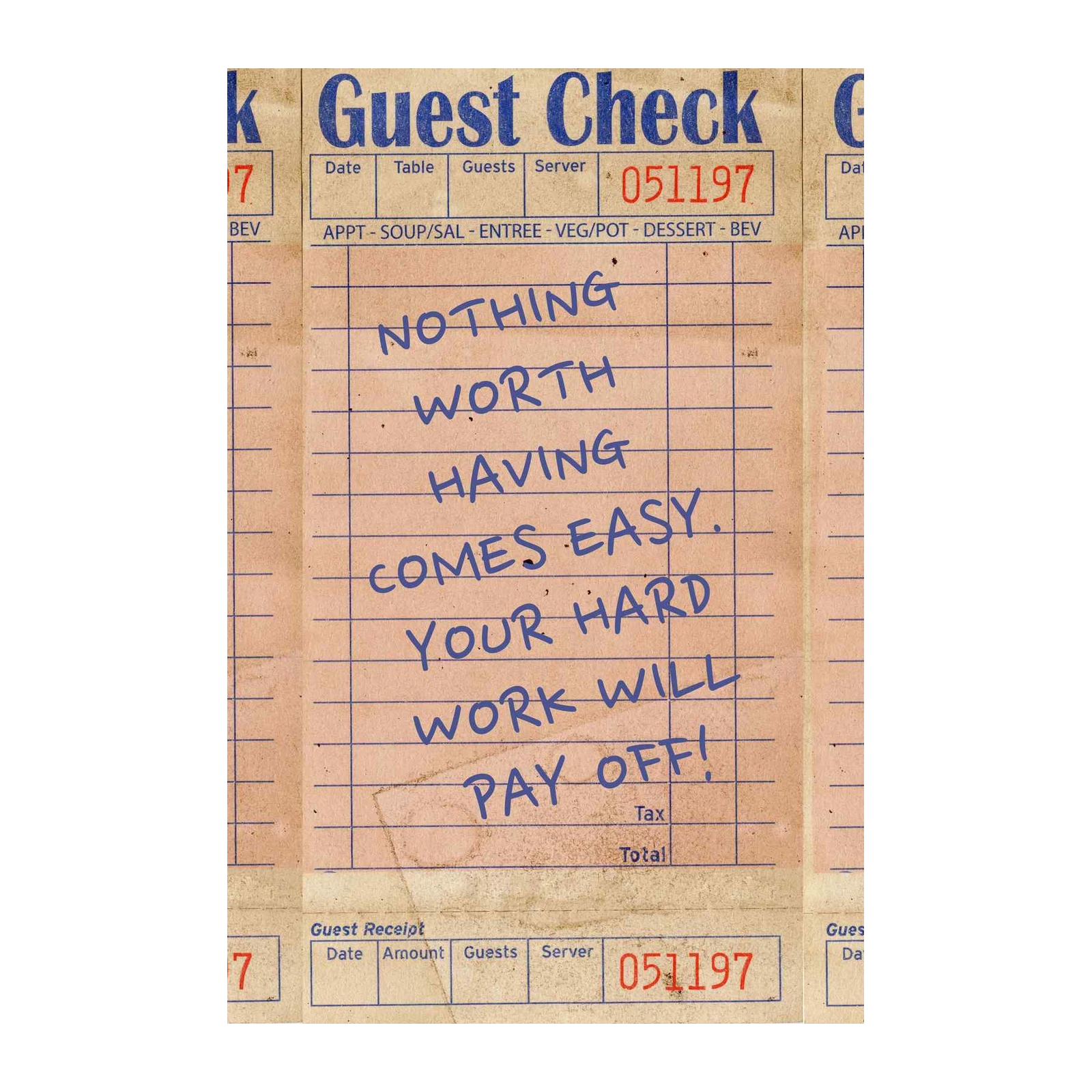 Motivational Guest Check "Hard Work Pays Off" Wall Art