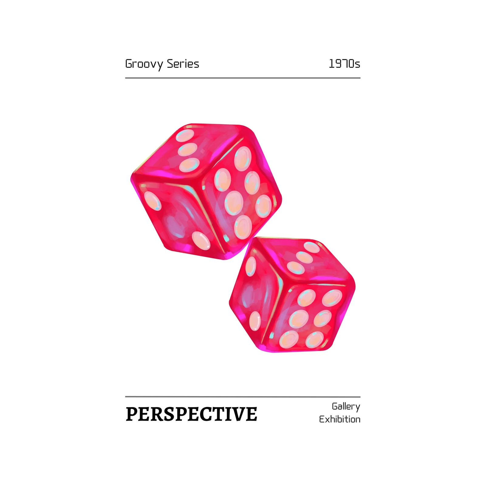 Retro Pink Dice 1970s Groovy Wall Art
