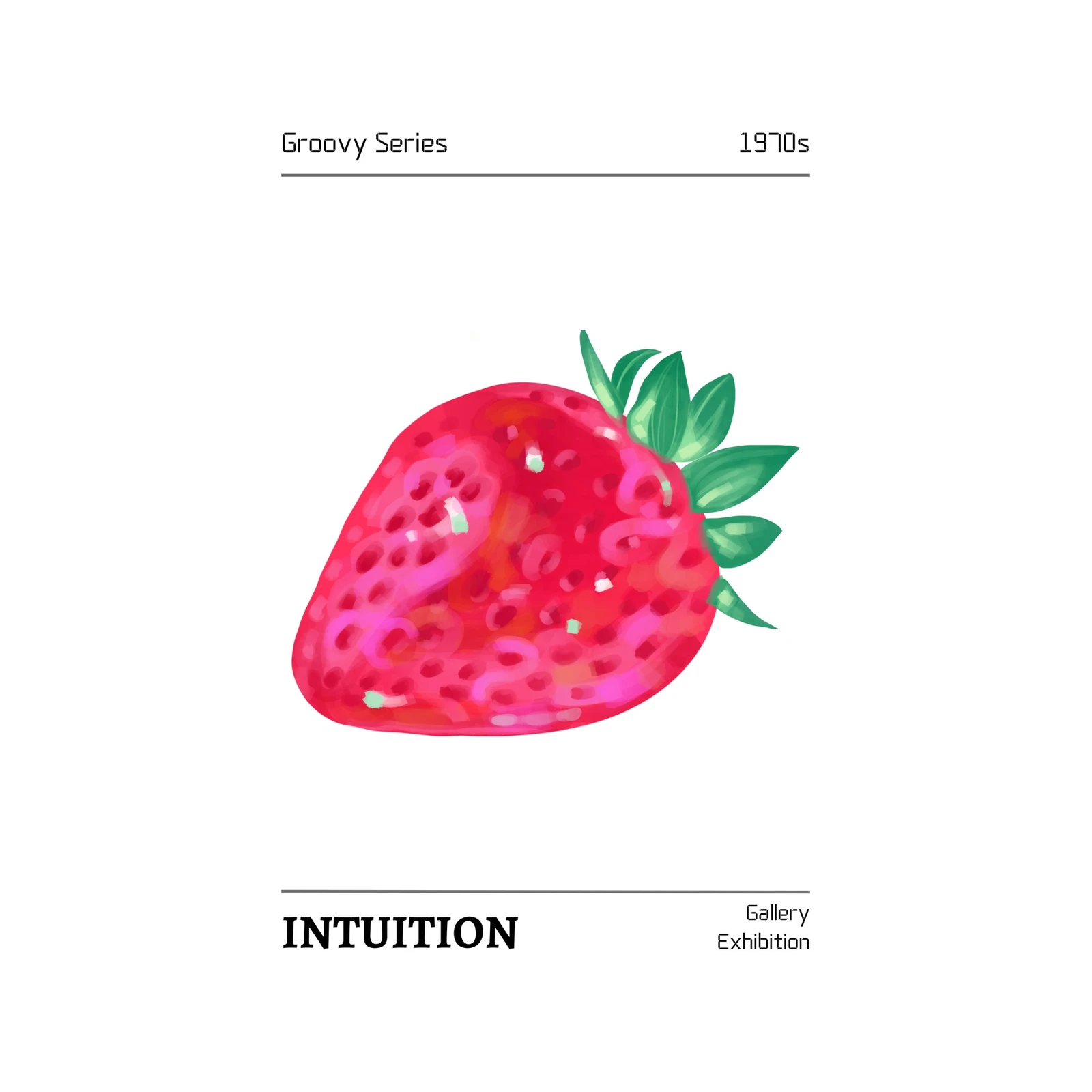 Vibrant Strawberry "Intuition" 1970s Groovy Series Wall Art