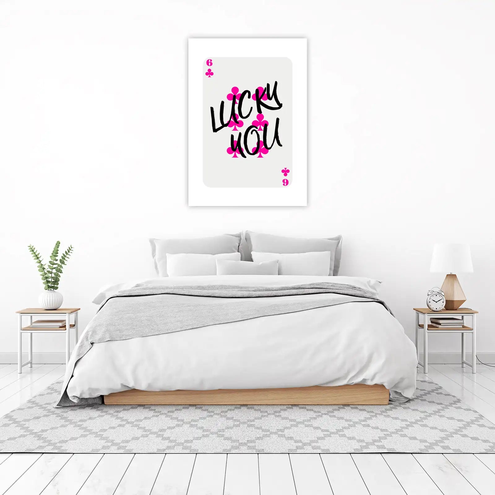 Lucky You Pink Clubs Card Wall Art