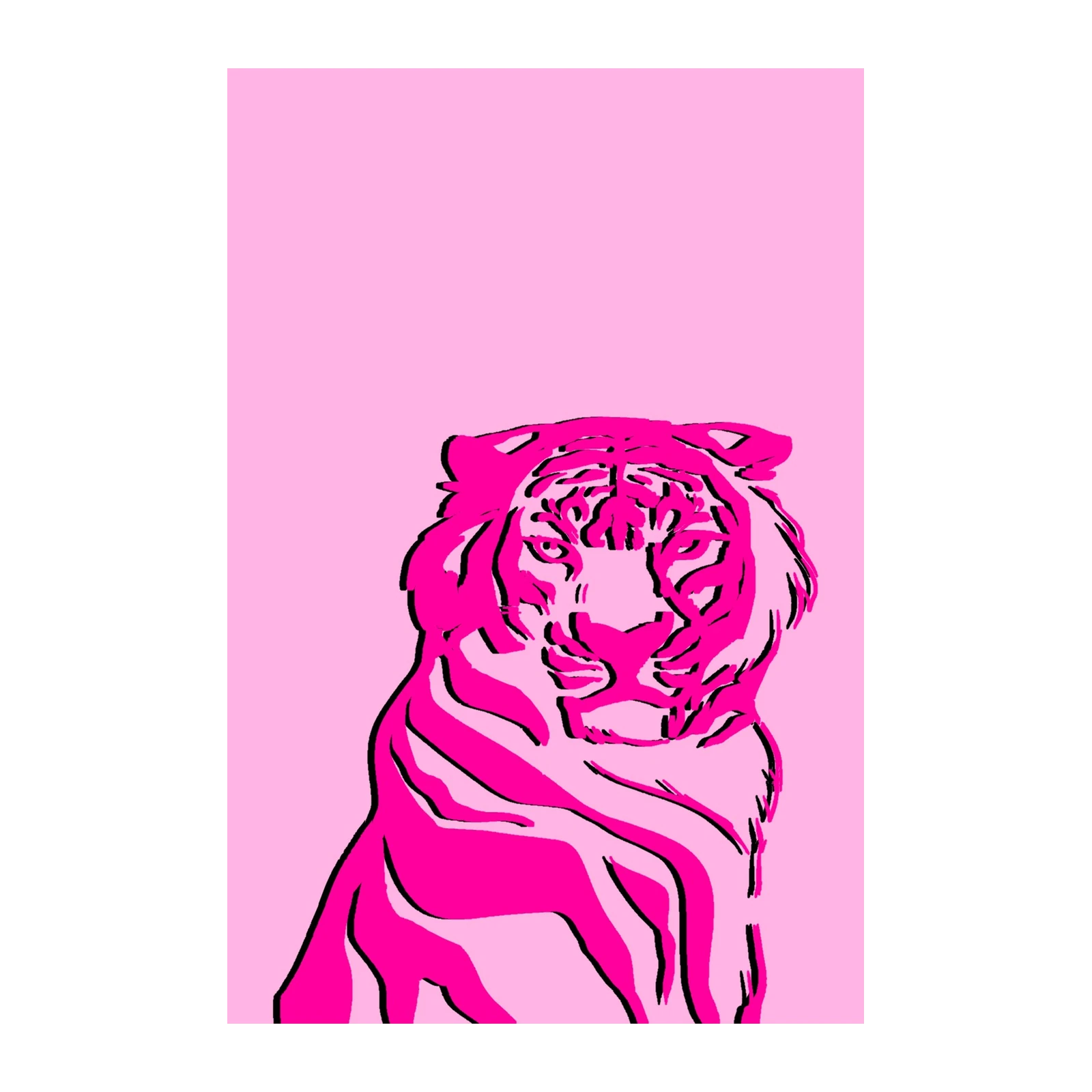 Bold Pink Tiger Pop Art Wall Art