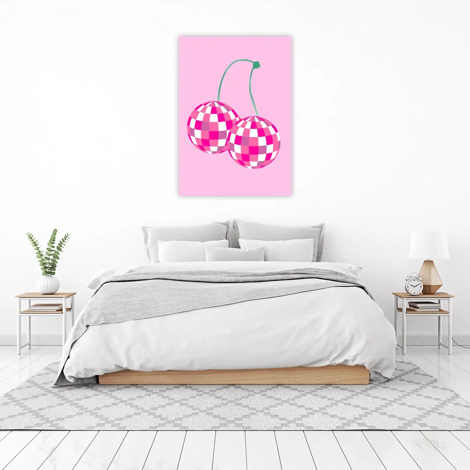 Pink Disco Cherries Art Wall Art