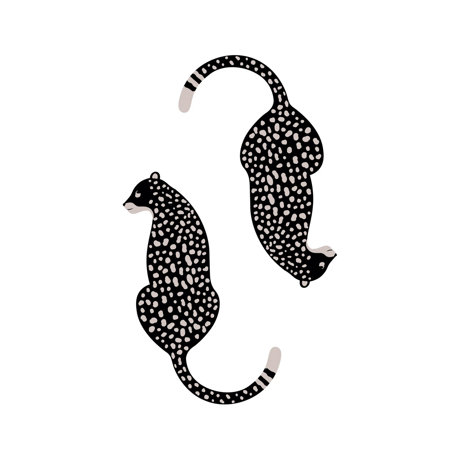 Artistic Black Leopard Pair Wall Art