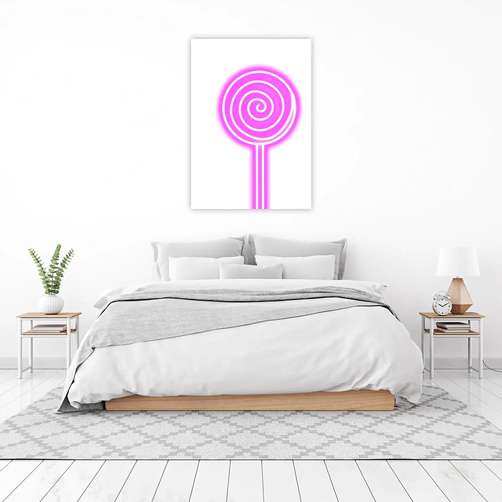 Vibrant Neon Swirl Lollipop Wall Art