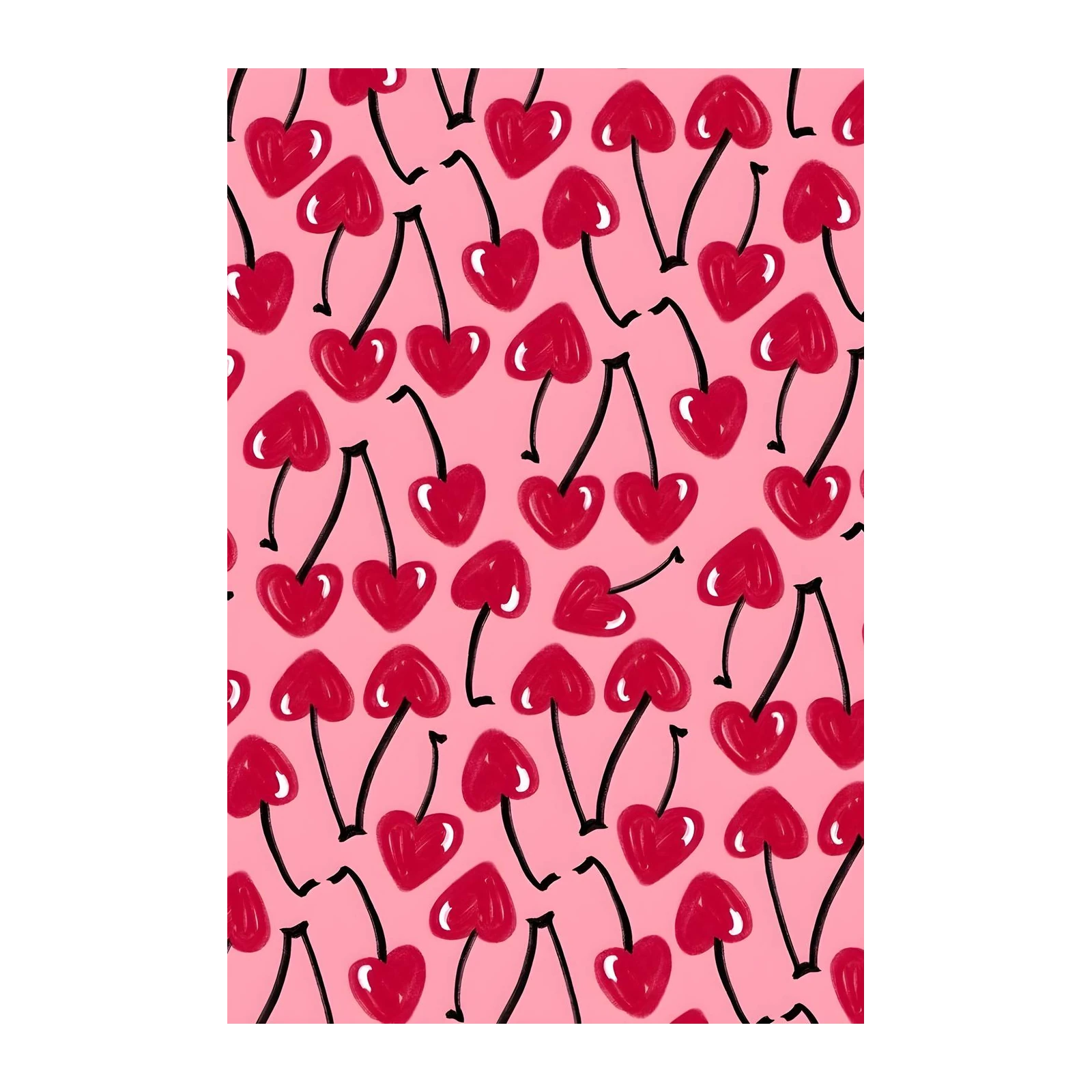 Sweet Cherry Heart Pattern Wall Art