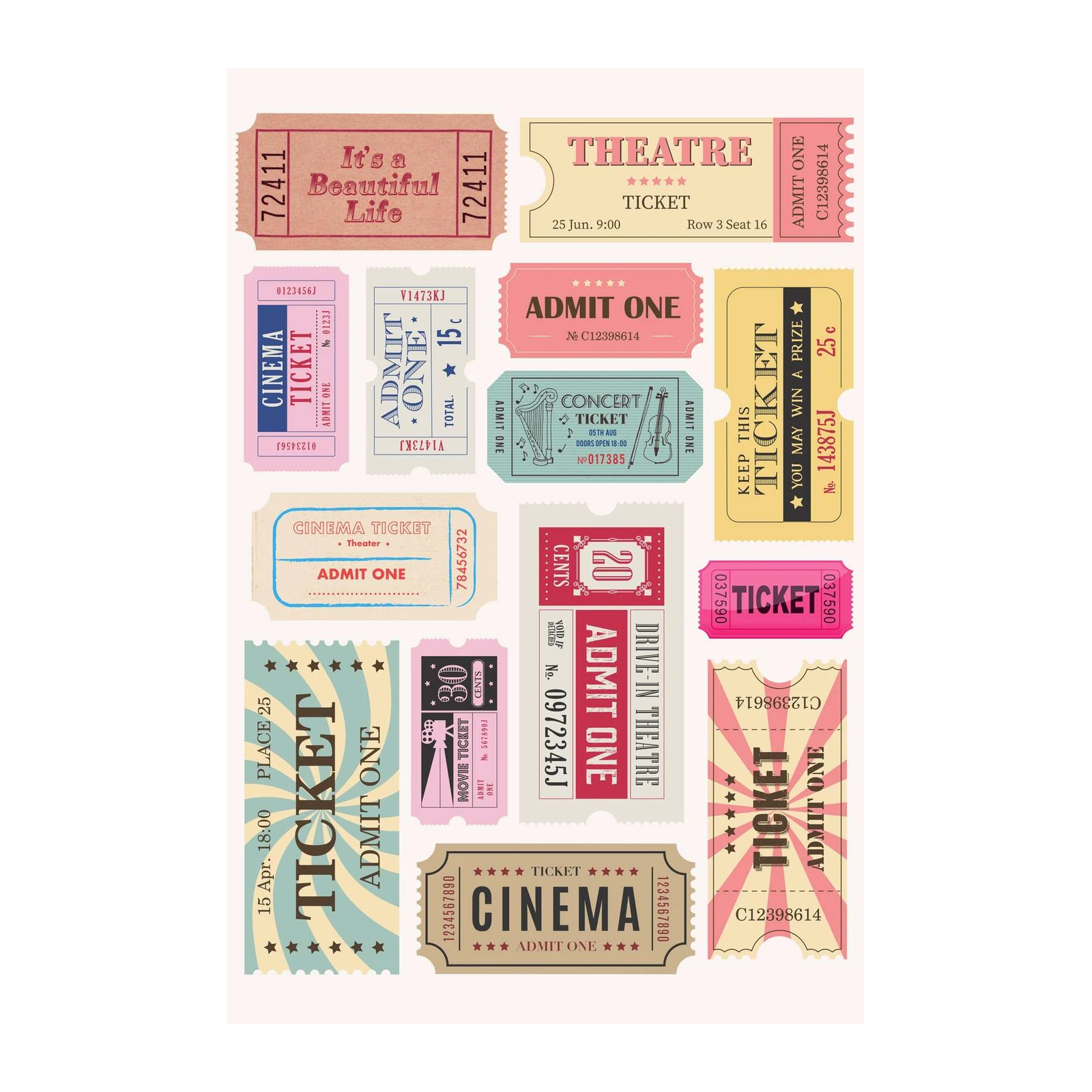 Vintage Ticket Collage Wall Art