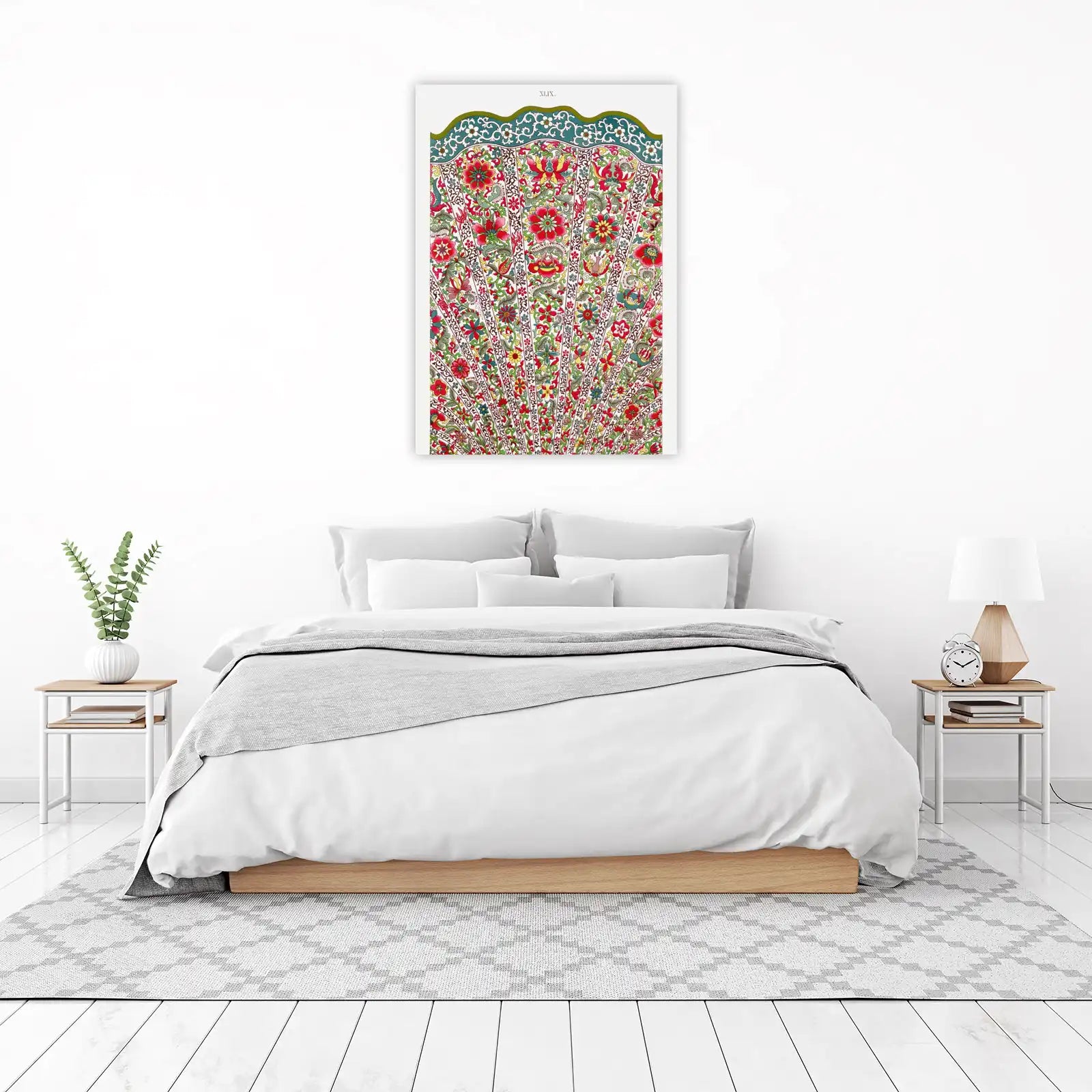 Vintage Floral Fan Wall Art - Oriental Home Decor