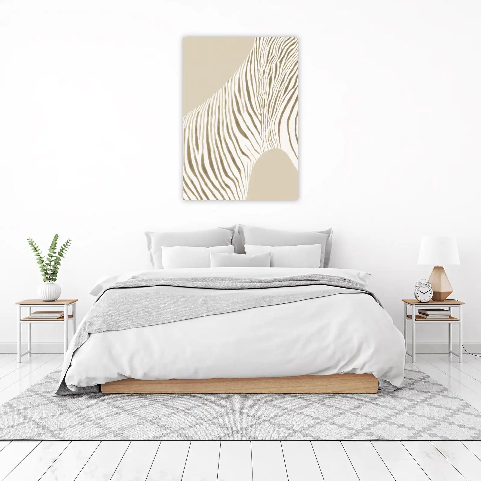 Modern Zebra Stripe Beige Wall Art