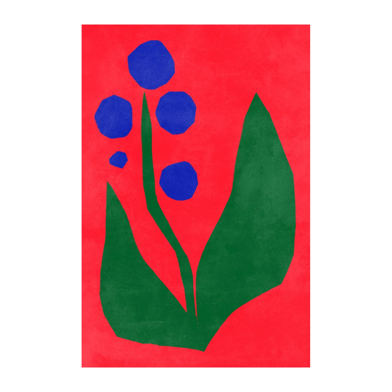 Bold Blue Floral Red Abstract Wall Art