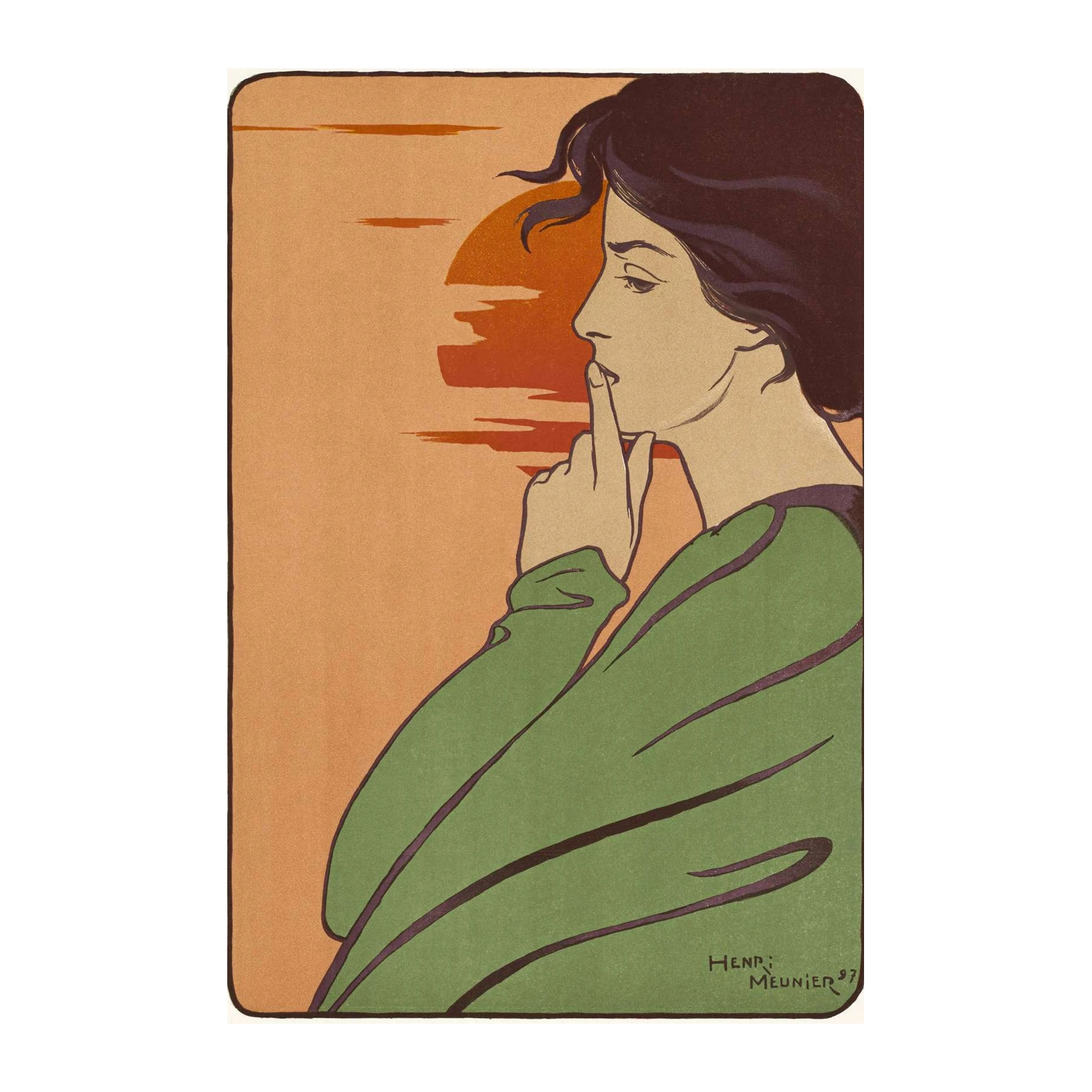 Mysterious Woman Sunset Art Wall Art