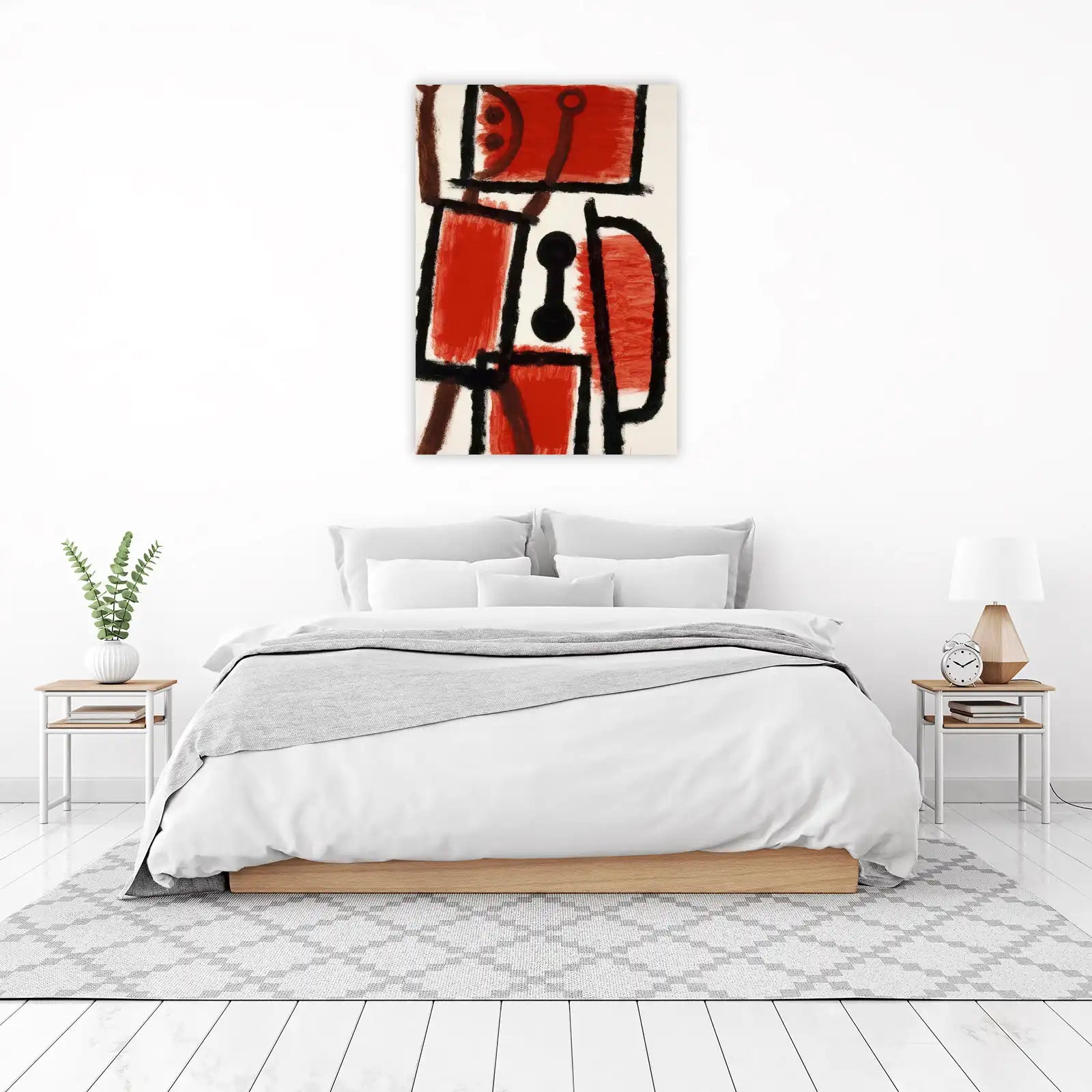 Abstract Bold Red & Black Geometric Wall Art