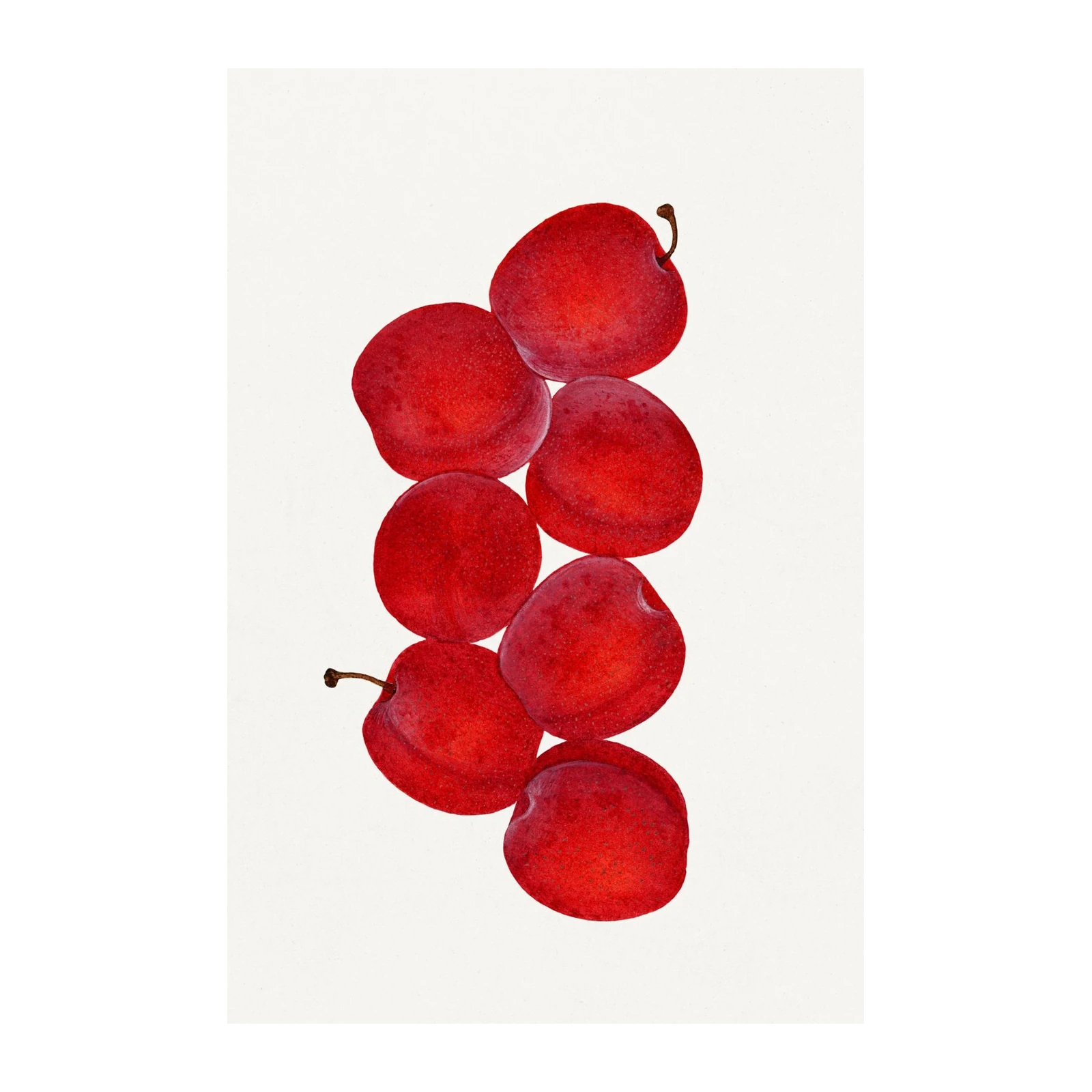 Vibrant Red Plums Still Life Wall Art