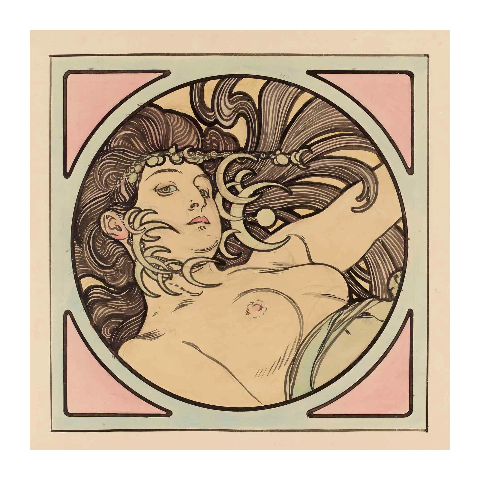 Elegant Woman Art Nouveau Wall Art