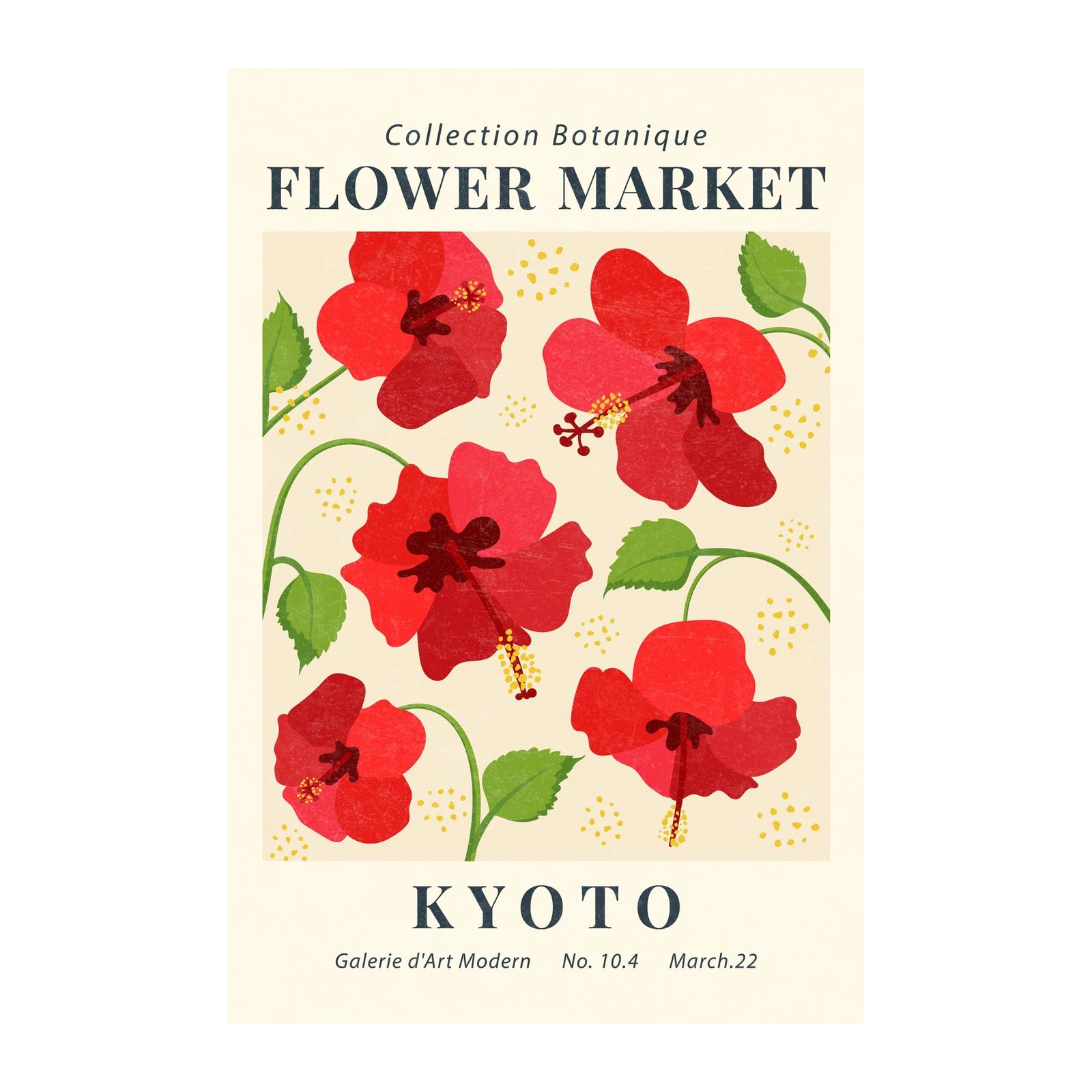 Red Hibiscus Flower Market Kyoto Wall Art