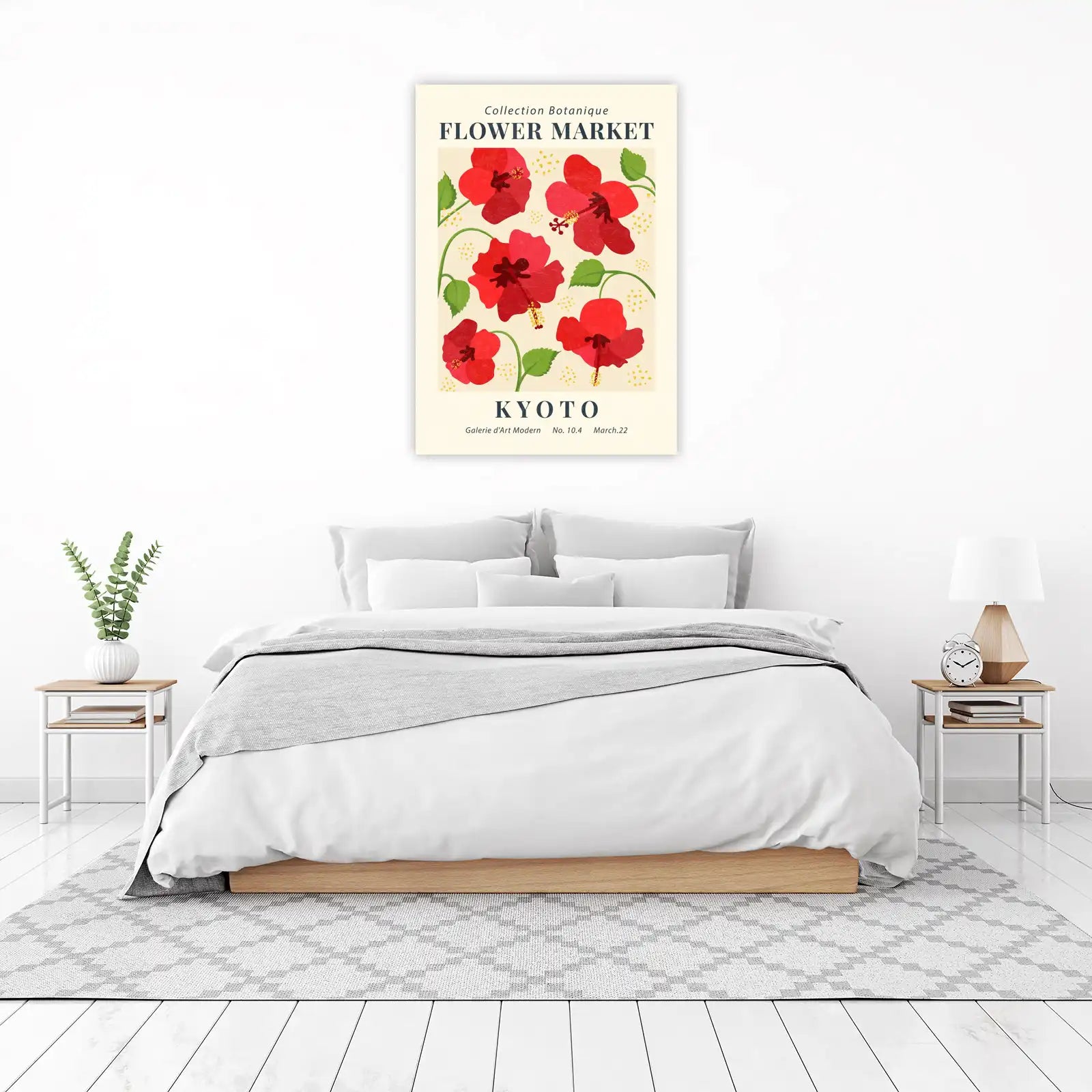 Red Hibiscus Flower Market Kyoto Wall Art