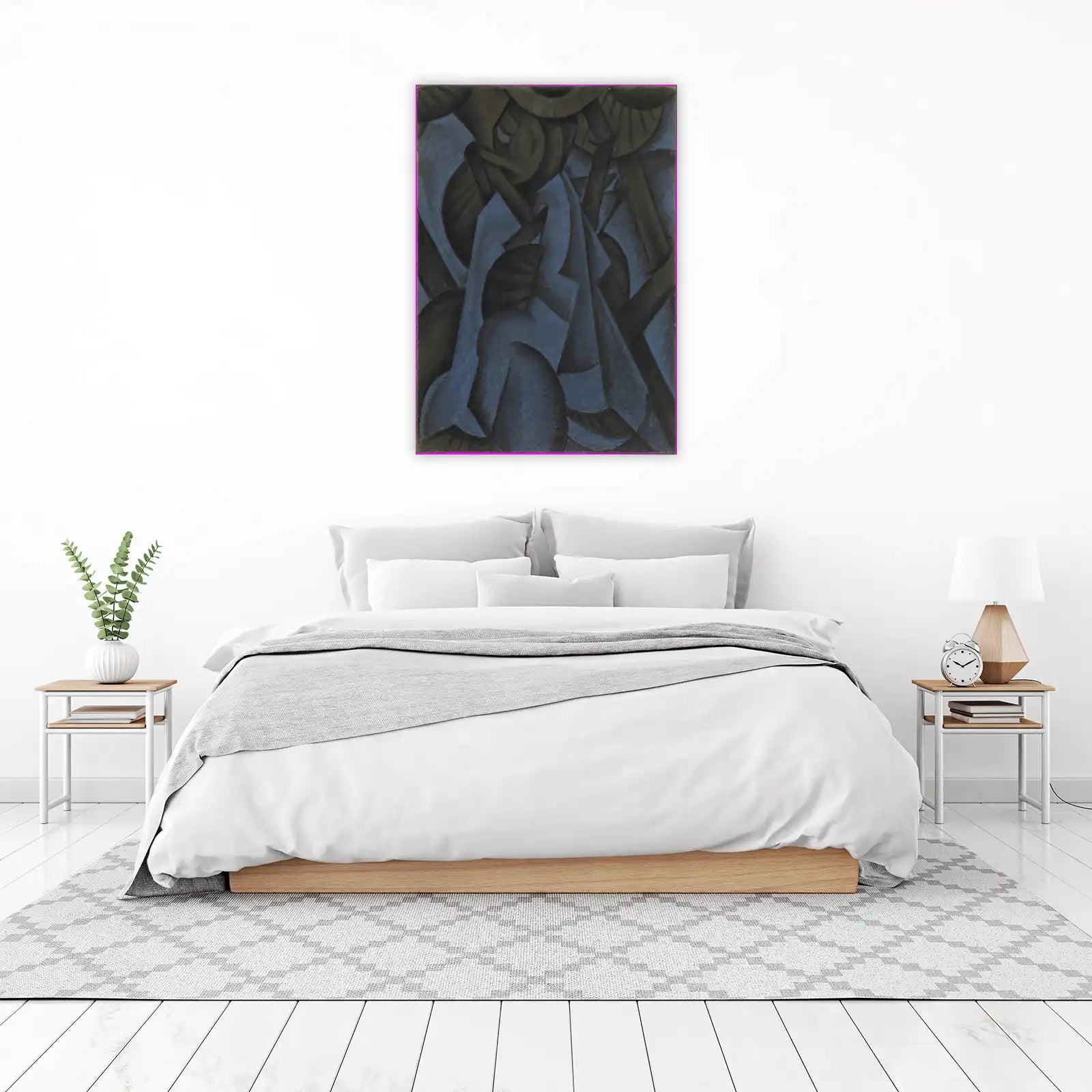 Abstract Blue & Black Geometric Movement Wall Art