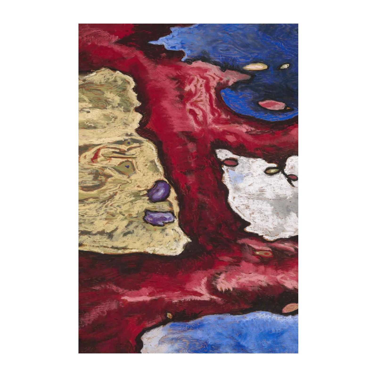 Vibrant Abstract Expressionism Red & Blue Wall Art